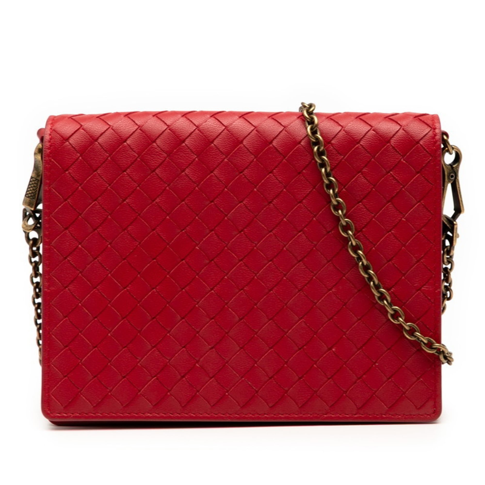 Bottega Veneta Red Color Leather Shoulder Bag