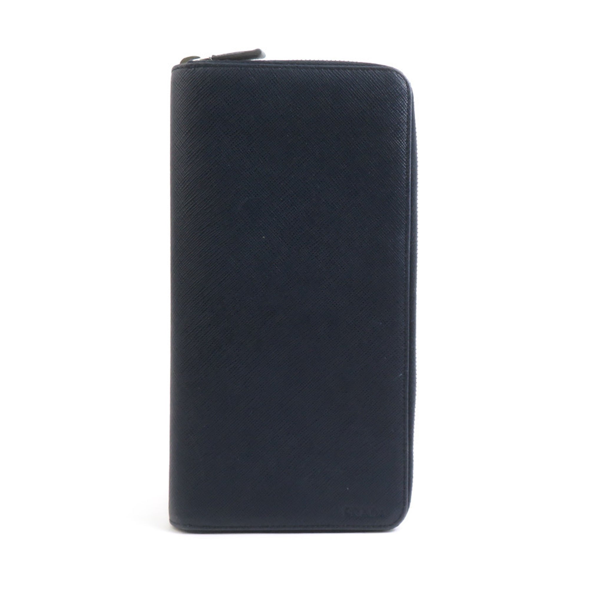 Prada Navy Leather Long Wallet (Bi-Fold)