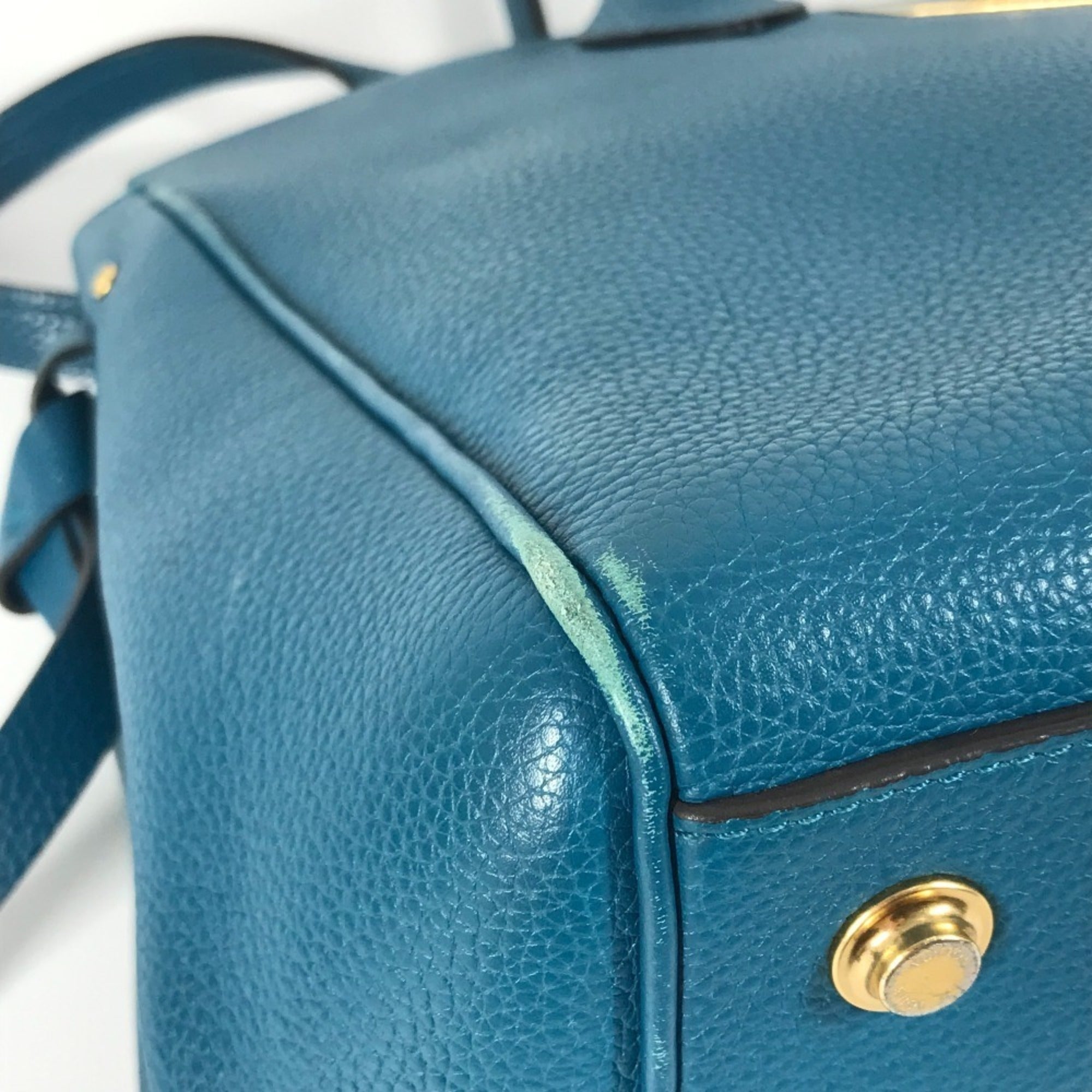 Louis Vuitton Blue Leather Shoulder Bag Tote Bag