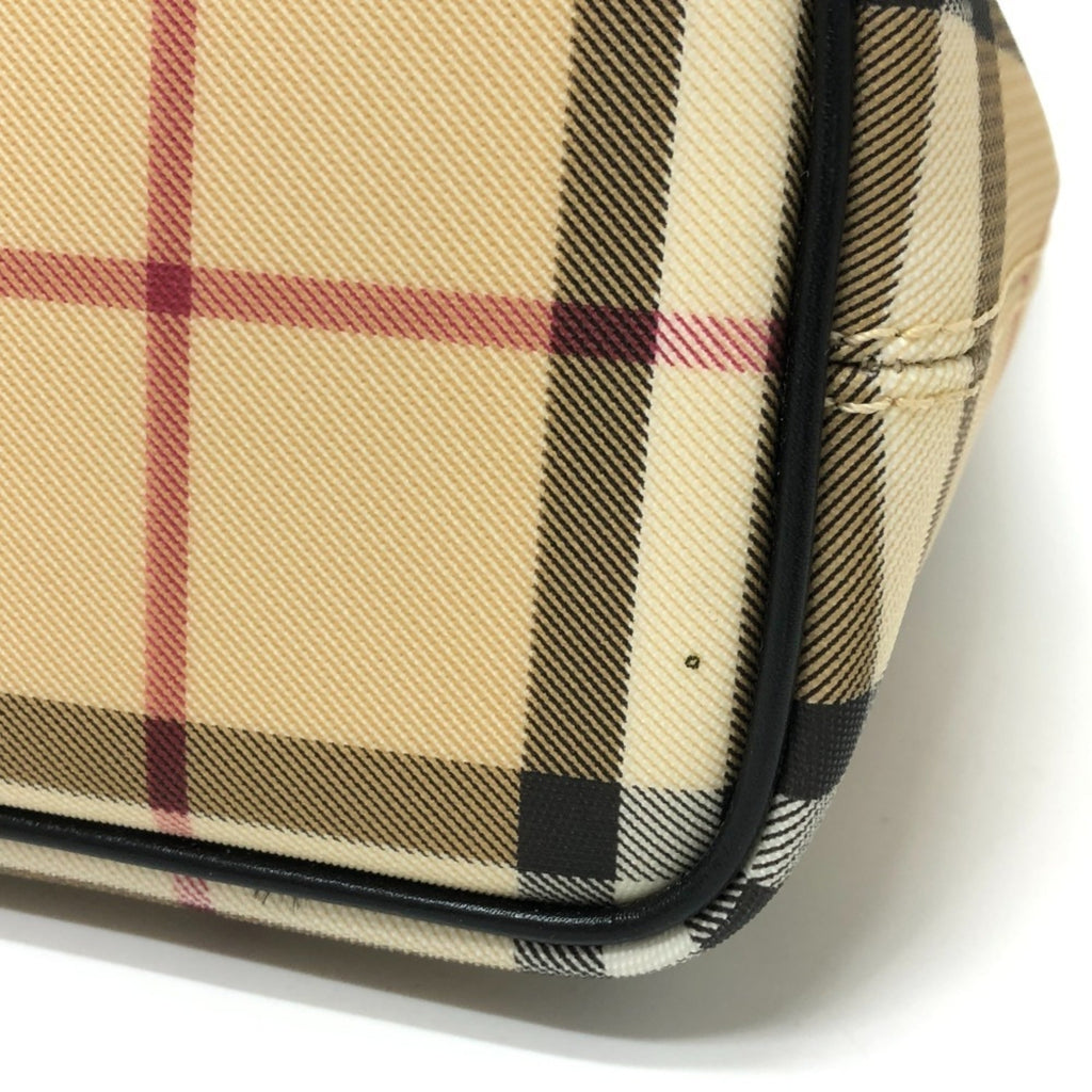 Burberry Beige Black Red Color Pvc Leather Handbag Tote Bag