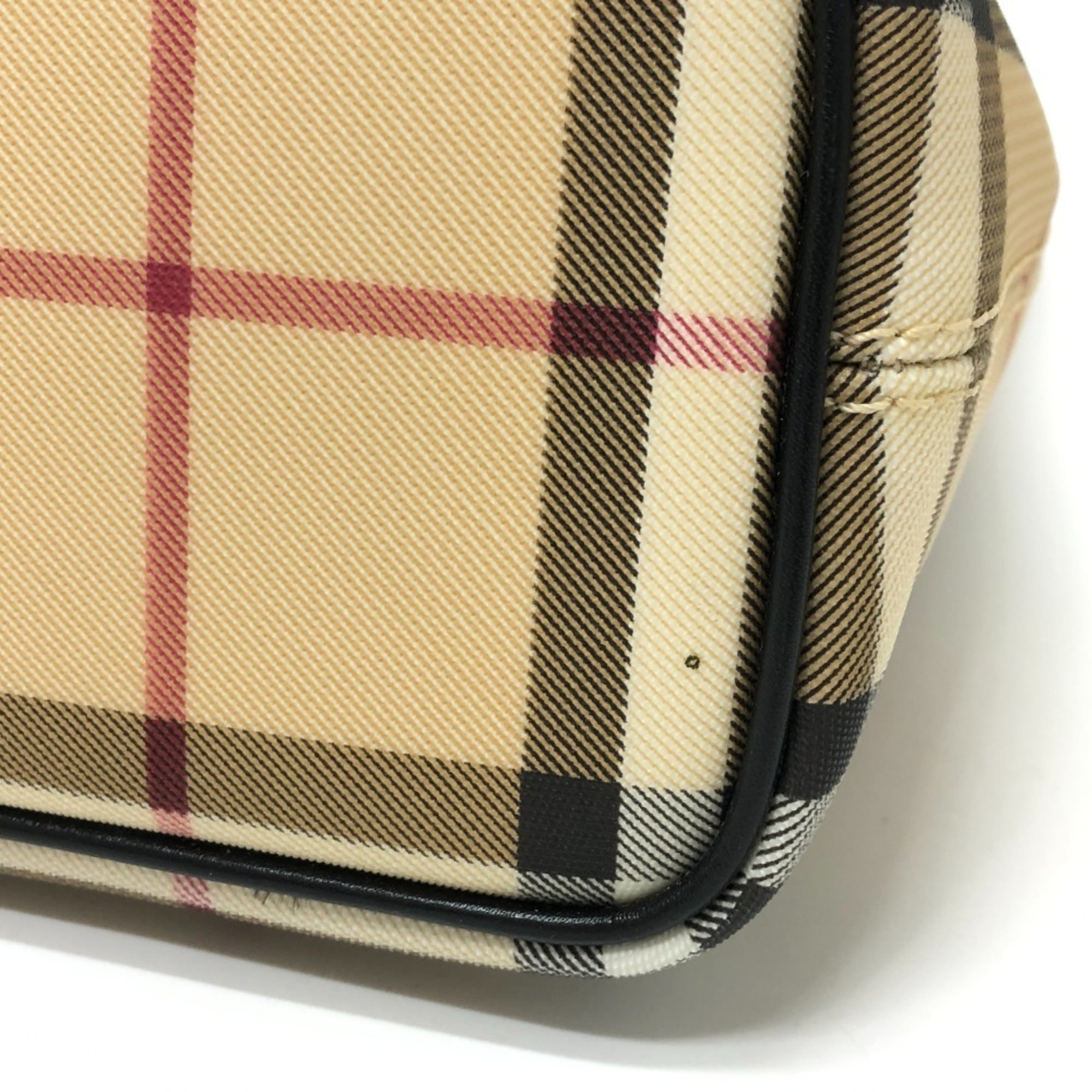 Burberry Beige Black Red Color Pvc Leather Handbag Tote Bag