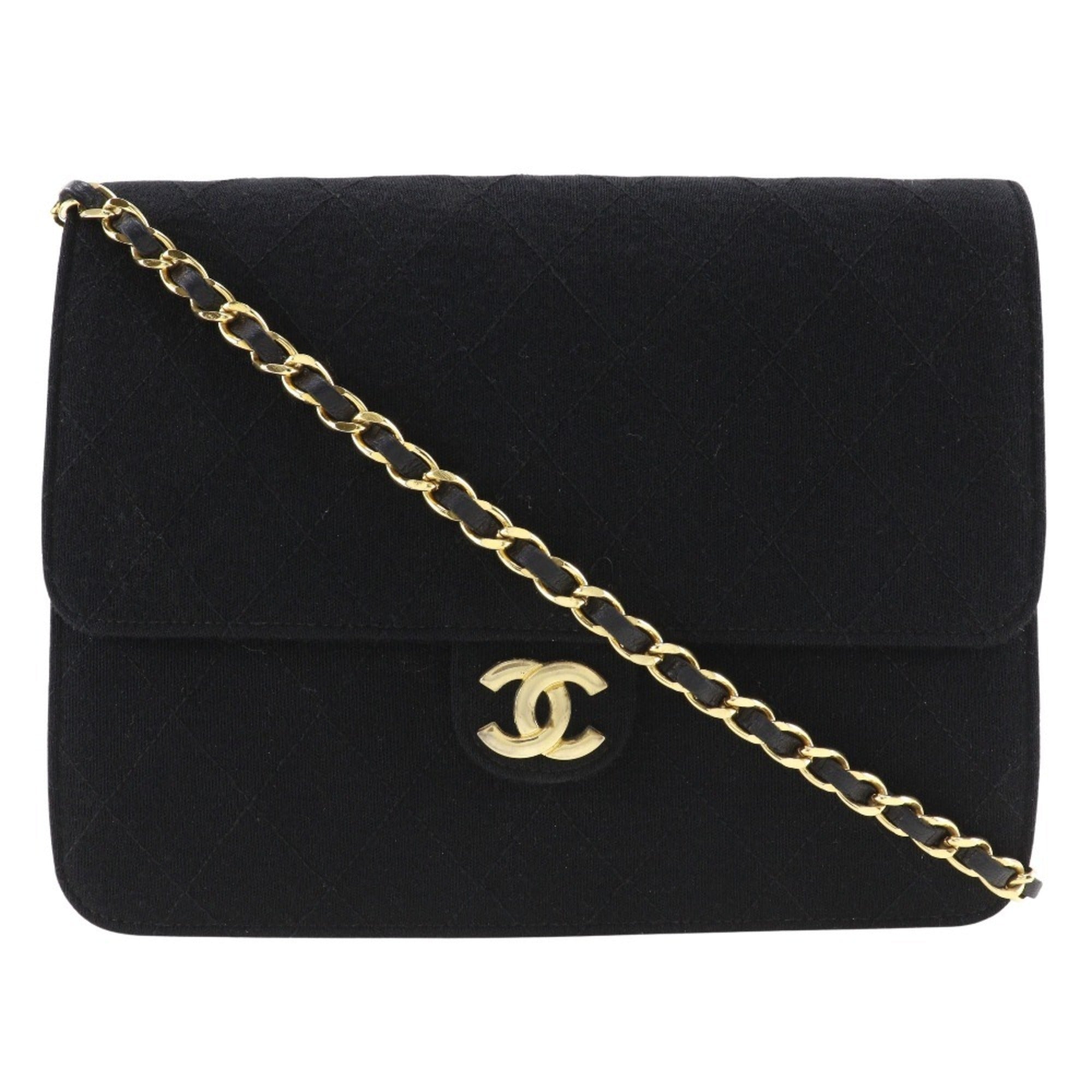 Chanel Black Cotton Shoulder Bag