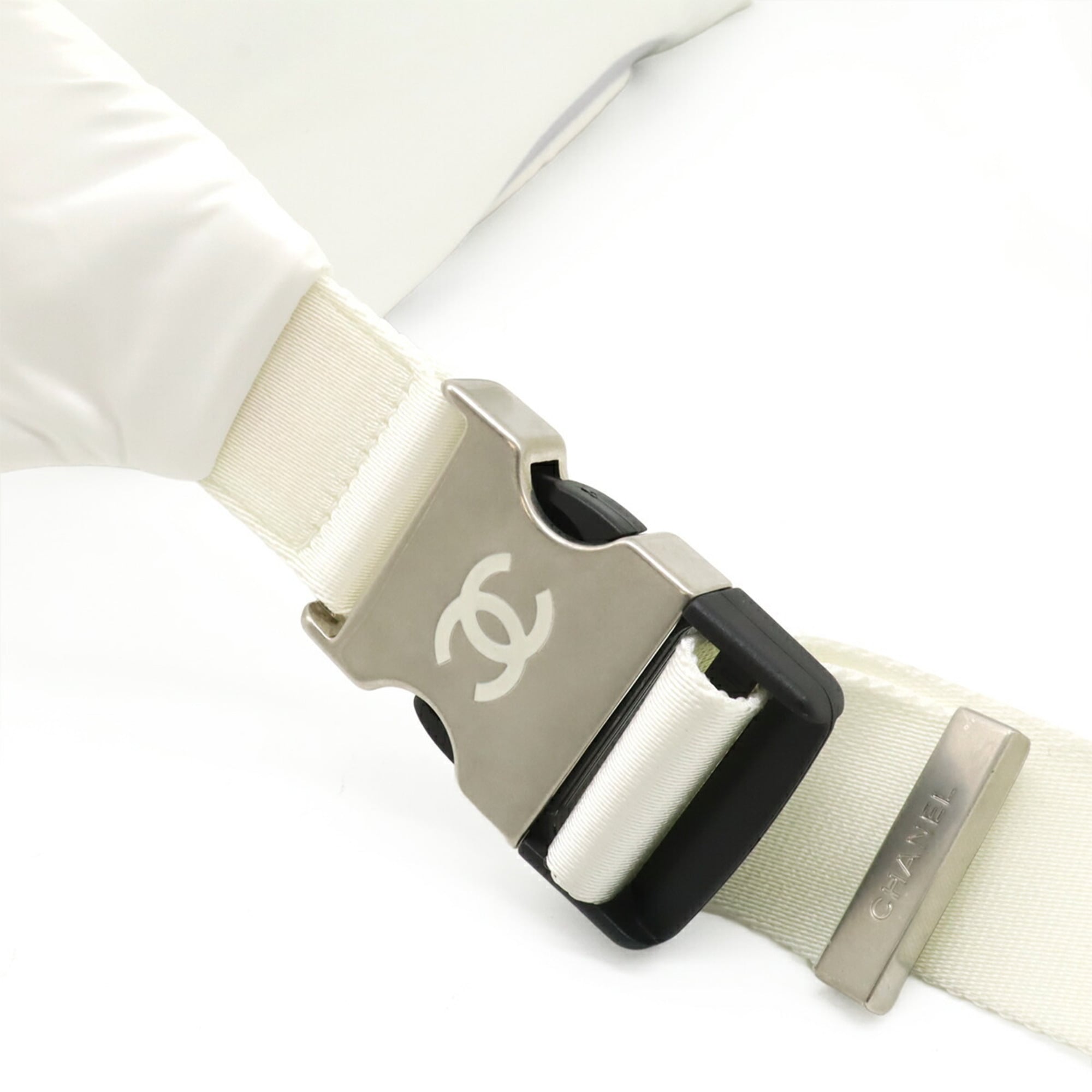 Chanel Gray White Nylon Tweed Pouch Sling Bag