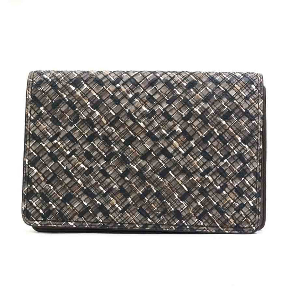 Bottega Veneta Black Brown Leather Clutch Bag