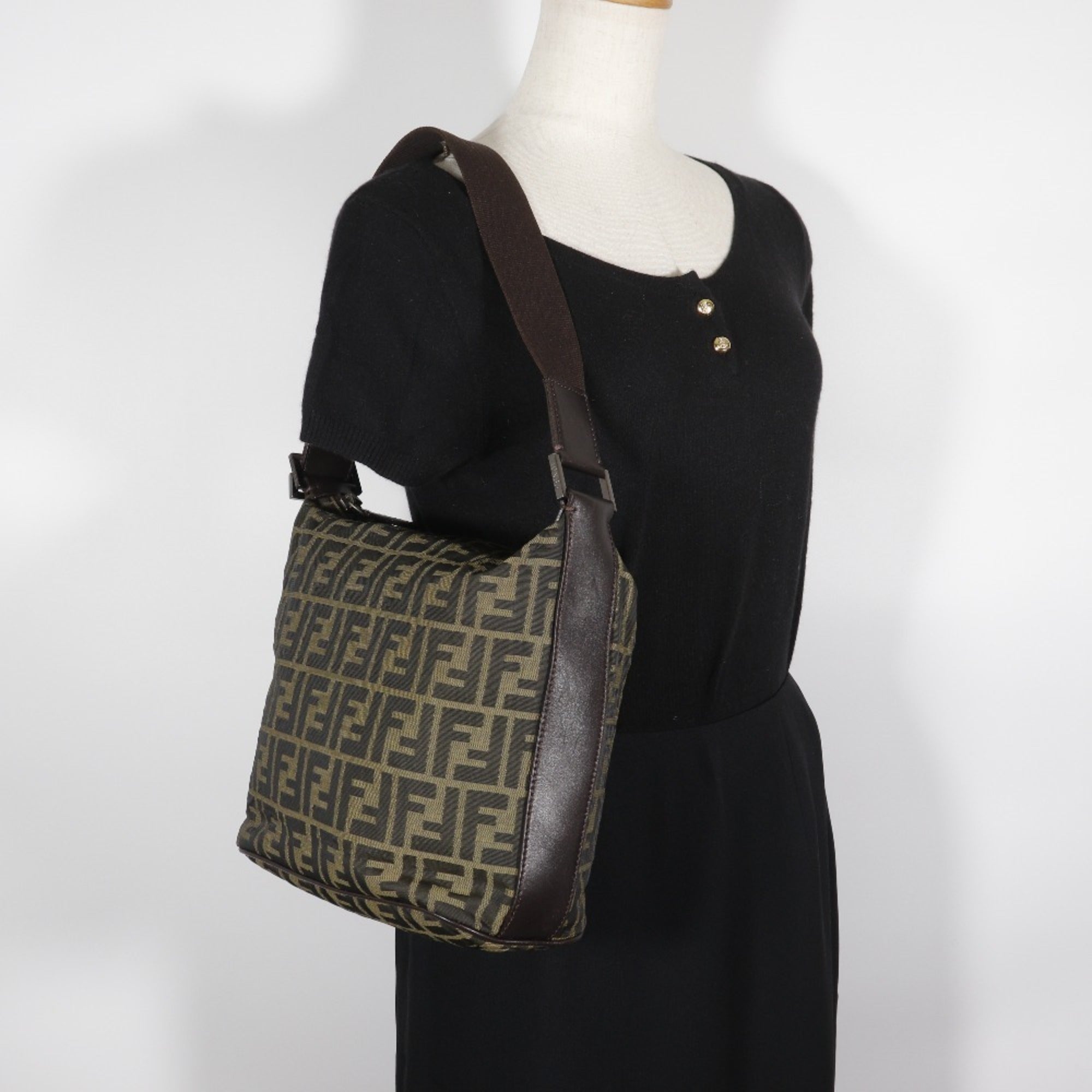 Fendi Brown Nylon Shoulder Bag
