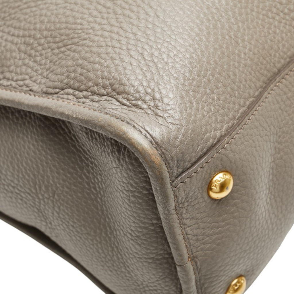 Prada Gray Leather Handbag Shoulder Bag