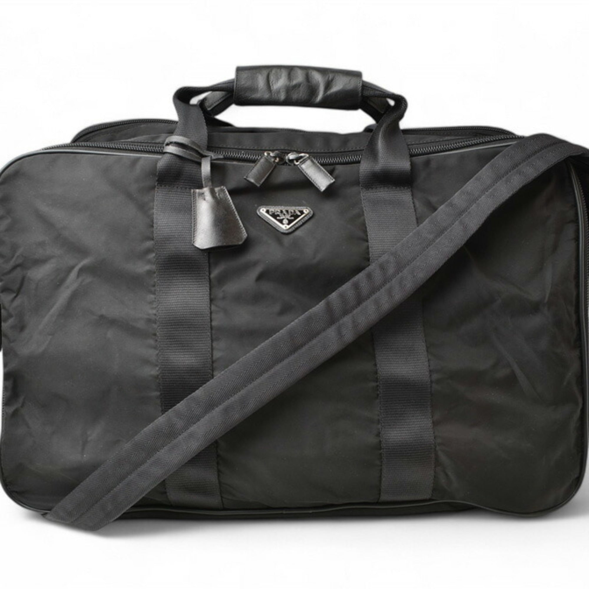 Prada Black Nero Nylon Boston Bag Shoulder Bag
