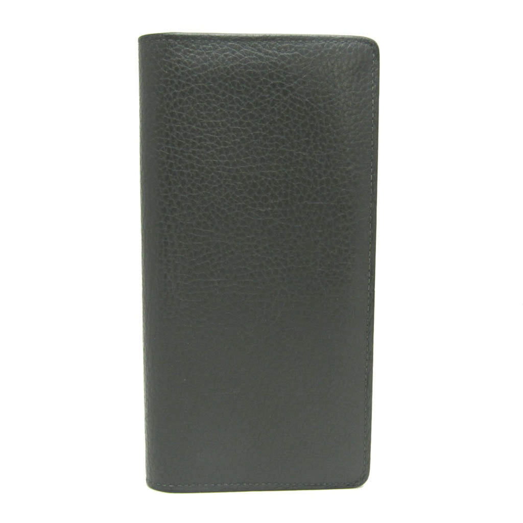 Louis Vuitton Taurillon Lv Charcoal Leather Long Wallet