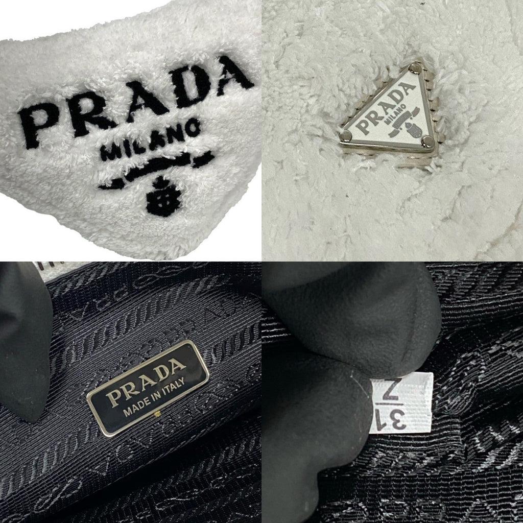 Prada White Pile Fabric Handbag