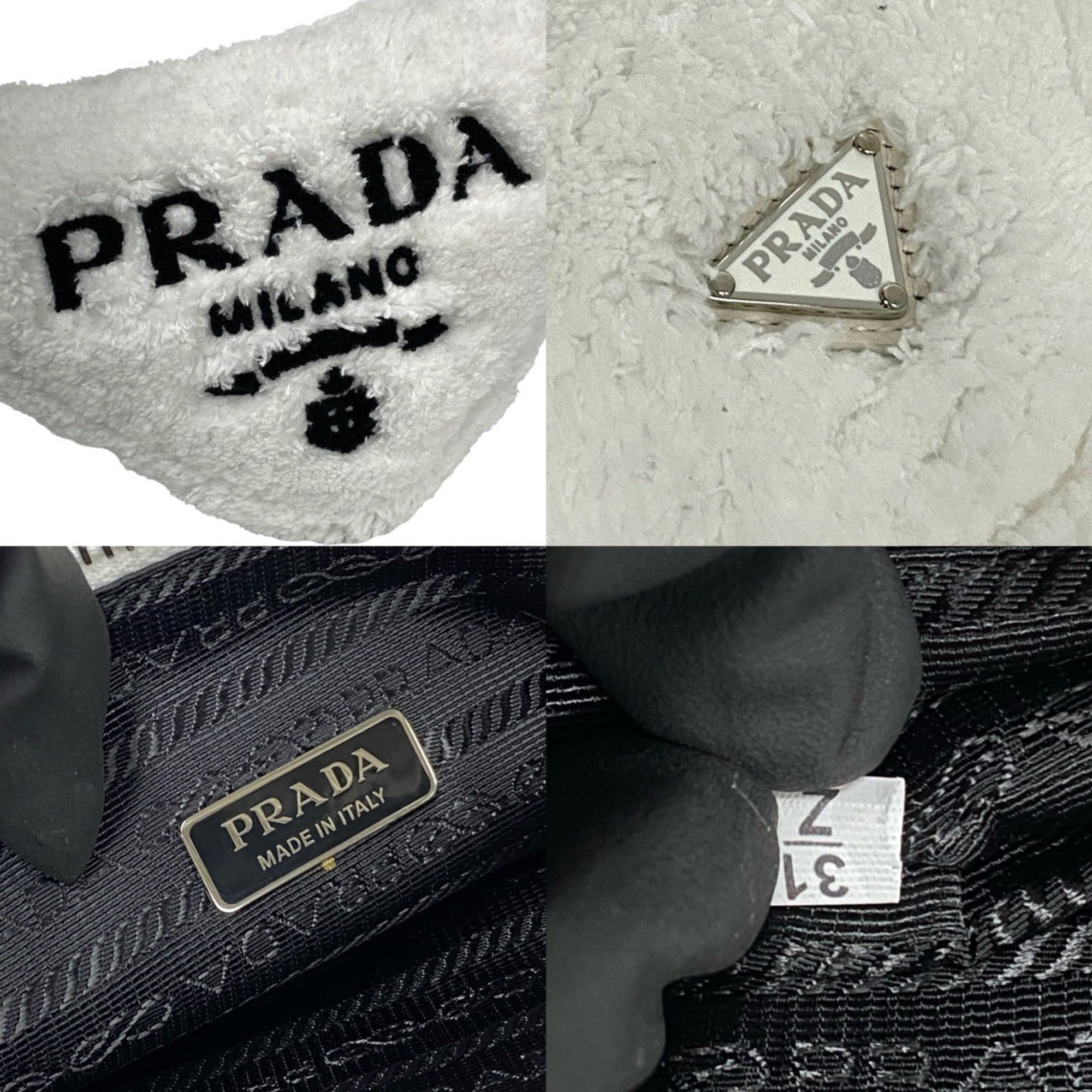 Prada White Pile Fabric Handbag