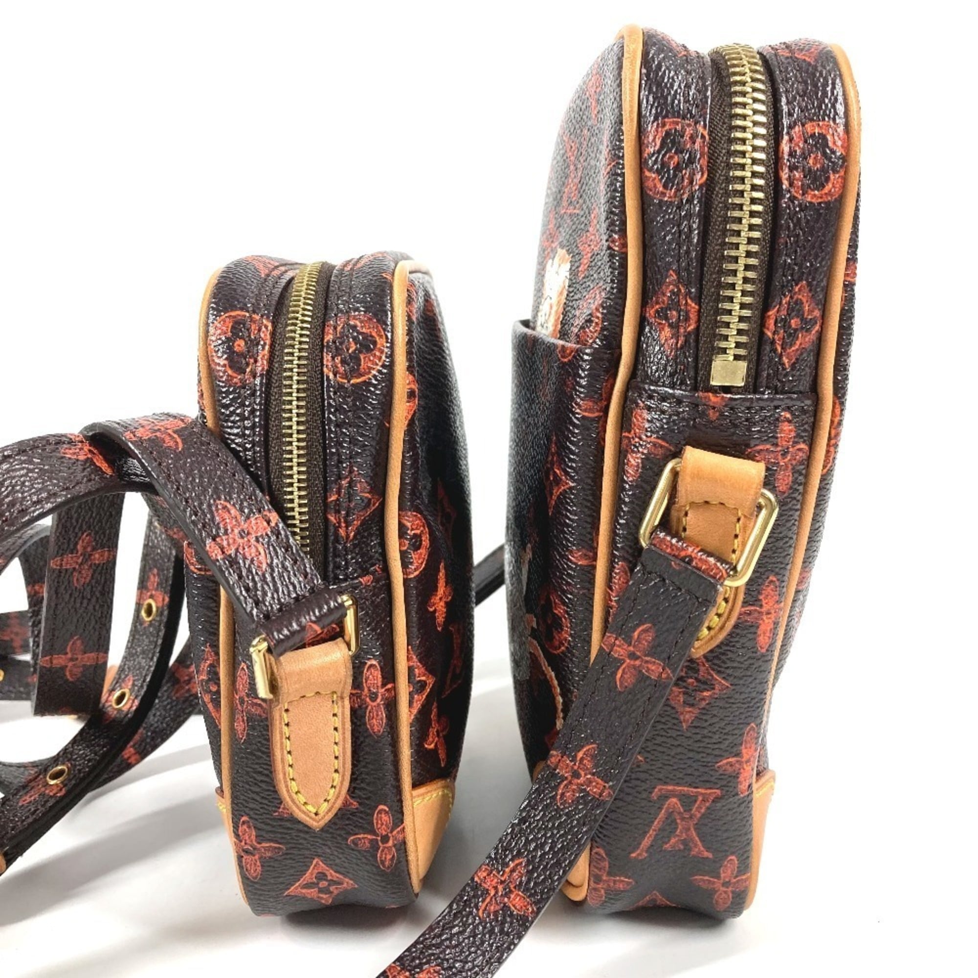 Louis Vuitton Brown Orange Monogram Pochette Shoulder Bag