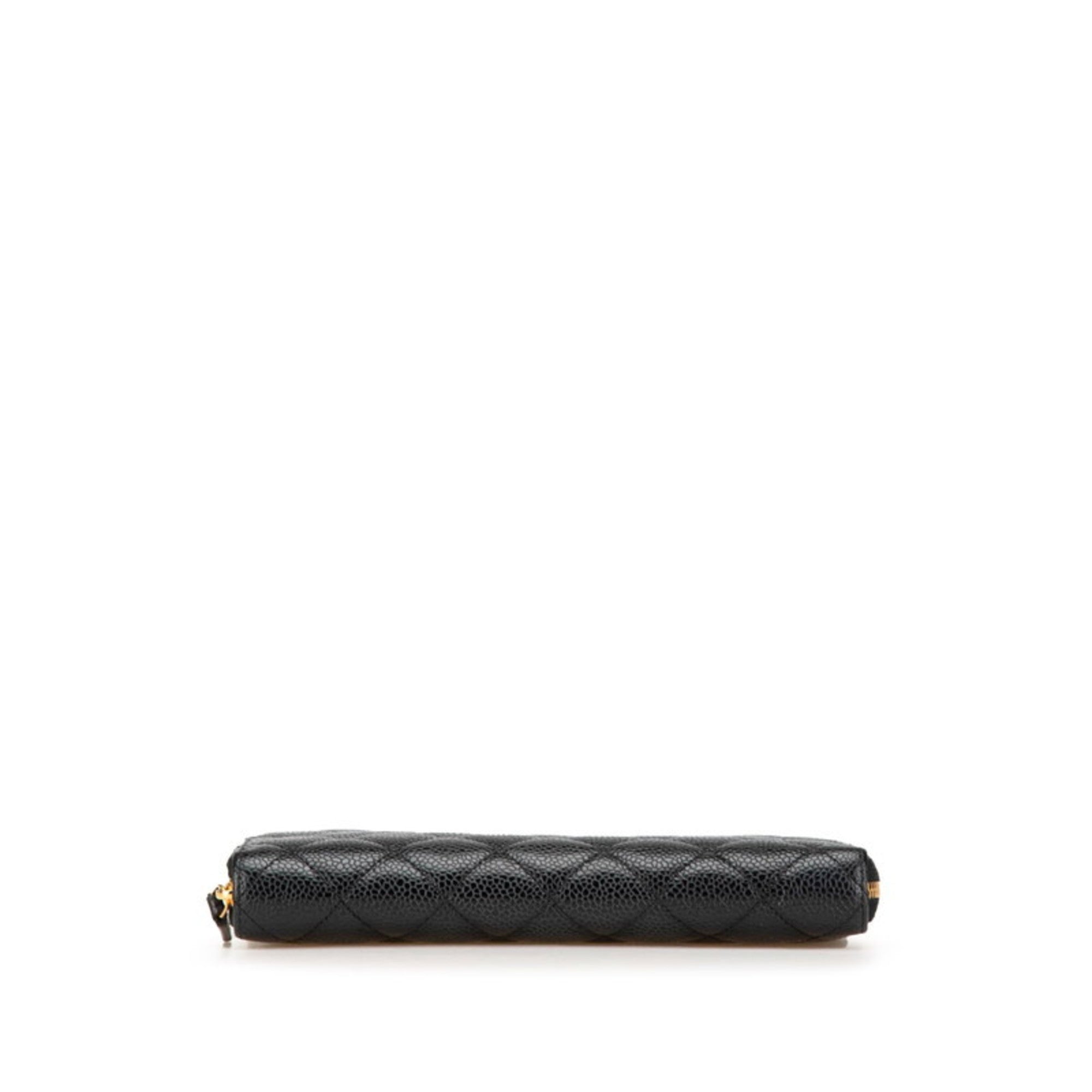 Chanel Black Grained Calfskin Long Wallet (Bi-Fold)