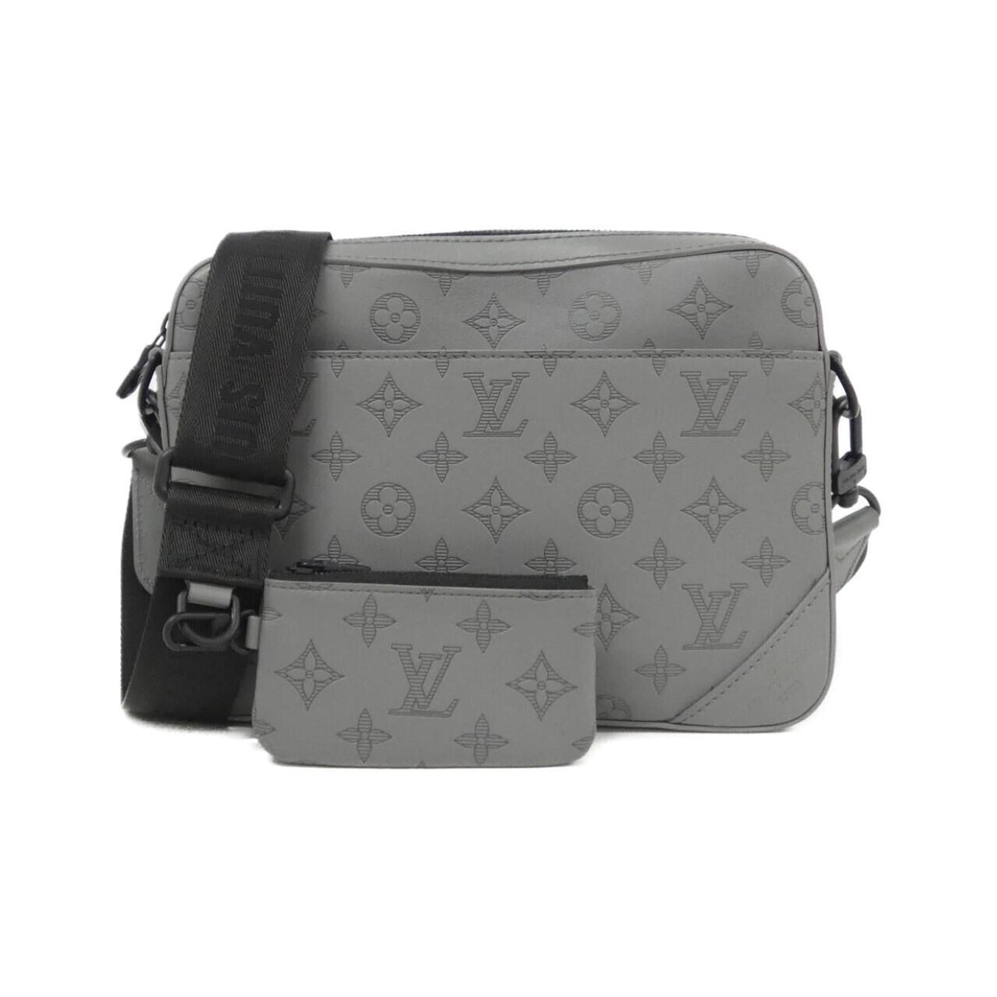 Louis Vuitton Black Gray Leather Shoulder Bag