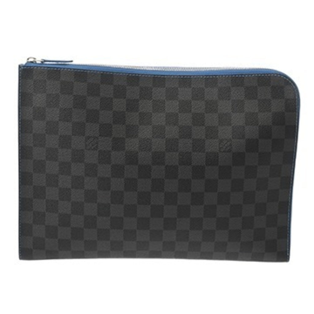 Louis Vuitton Black Gray Damier Canvas Clutch Bag Pochette