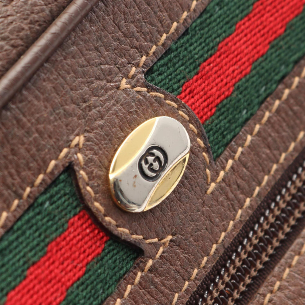 Gucci Beige Brown Multi-Color Pvc Coated Canvas Leather Handbag Shoulder Bag (Pre-Owned)