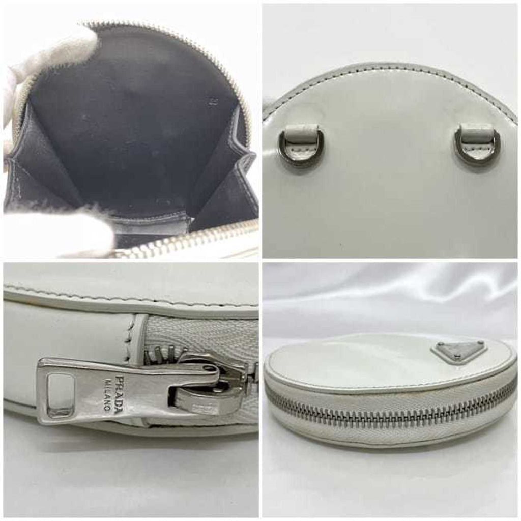 Prada White Leather Pochette Shoulder Bag
