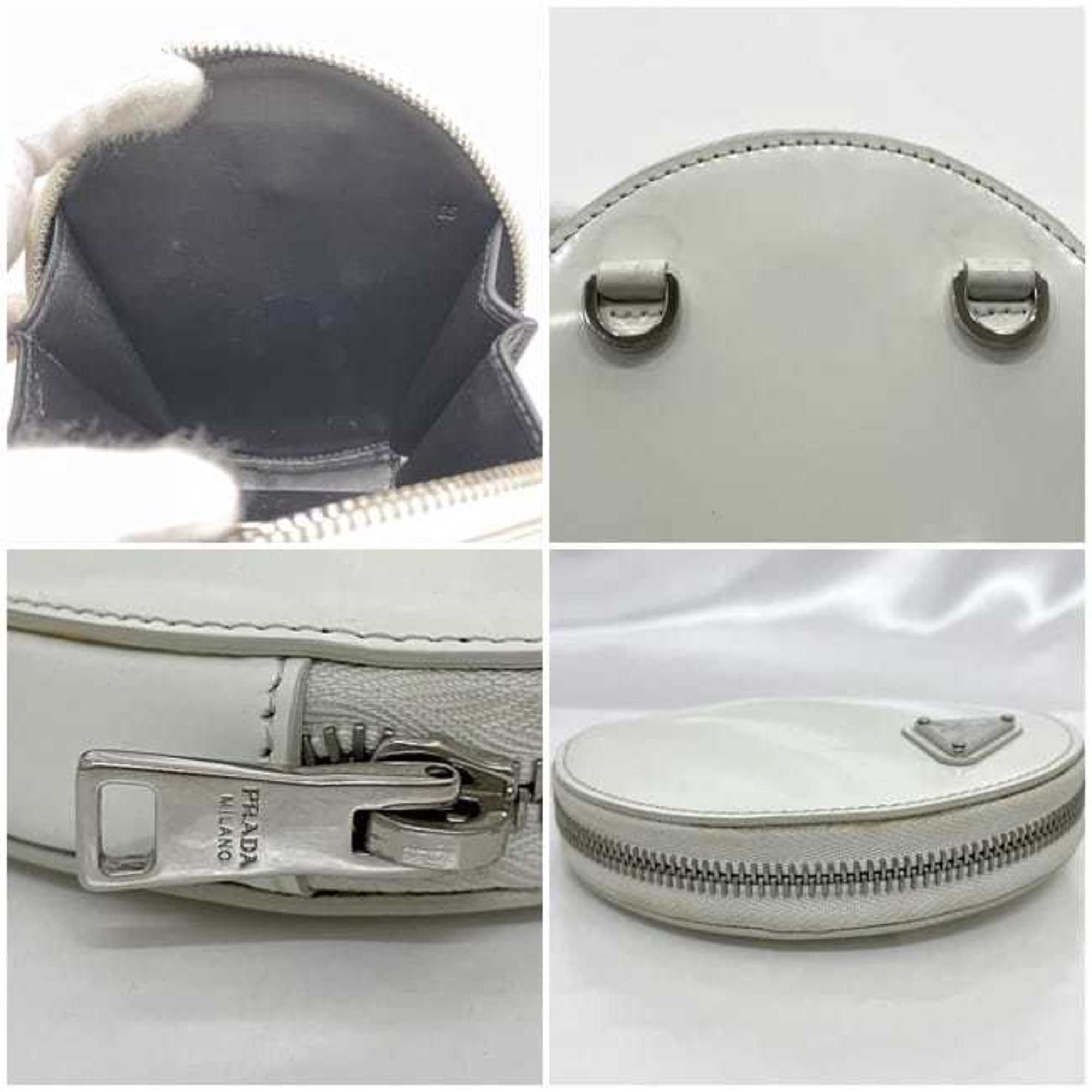 Prada White Leather Pochette Shoulder Bag