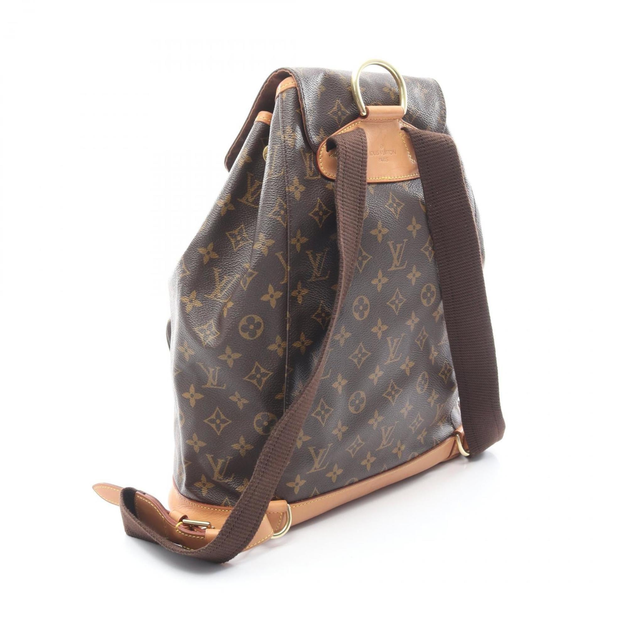Louis Vuitton Brown Coated Canvas Leather Backpack Handbag