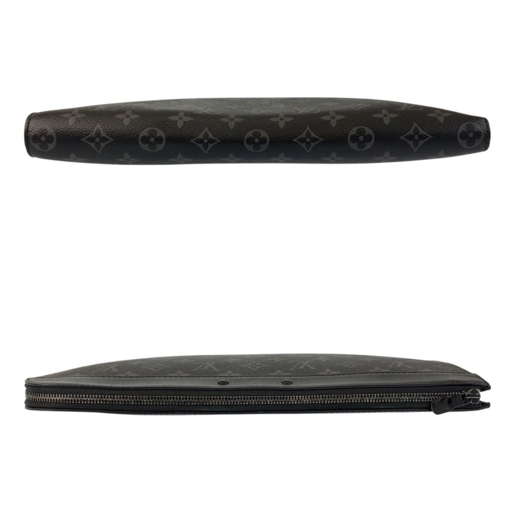 Louis Vuitton Black Gray Pvc Leather Clutch Bag Pochette