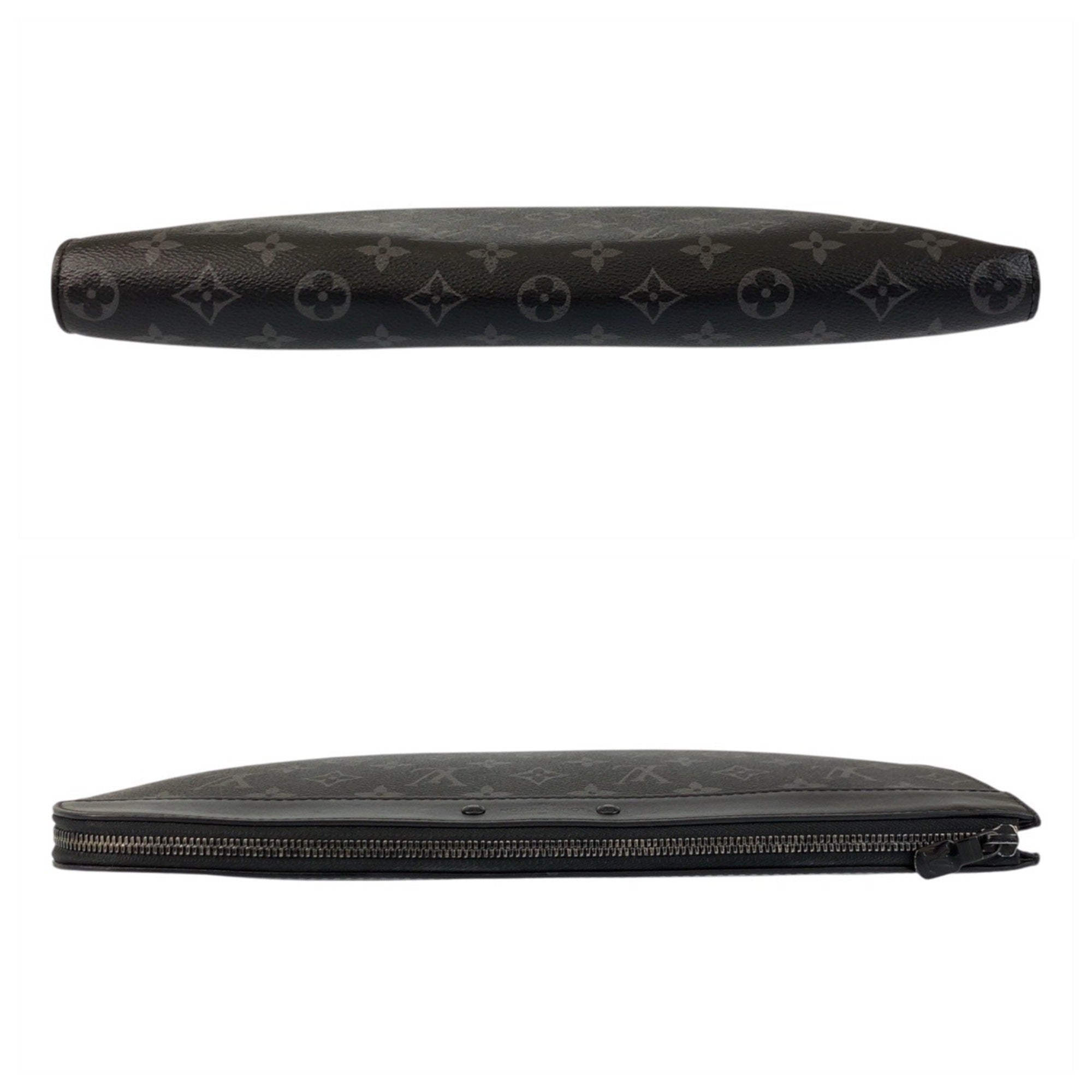 Louis Vuitton Black Gray Pvc Leather Clutch Bag Pochette