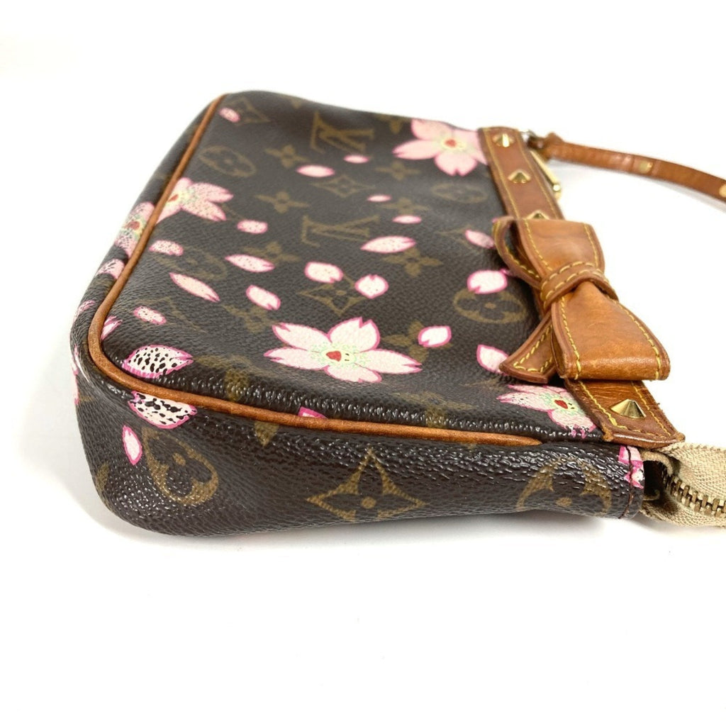 Louis Vuitton Brown Pink Monogram Cherry Blossom Handbag Pouch Shoulder Bag