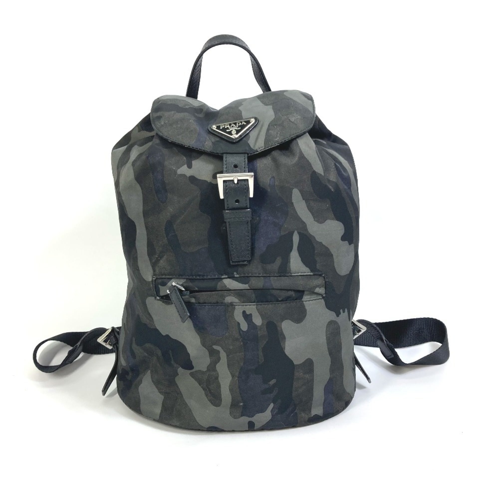 Prada Camouflage Green Nylon Leather Backpack