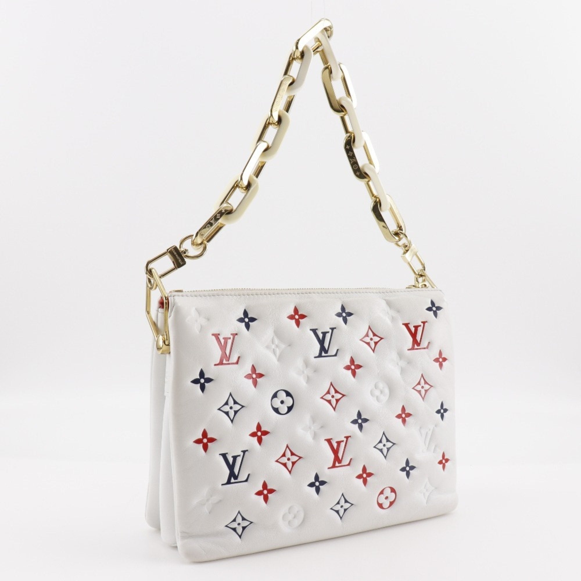 Louis Vuitton Navy Red Color White Leather Shoulder Bag