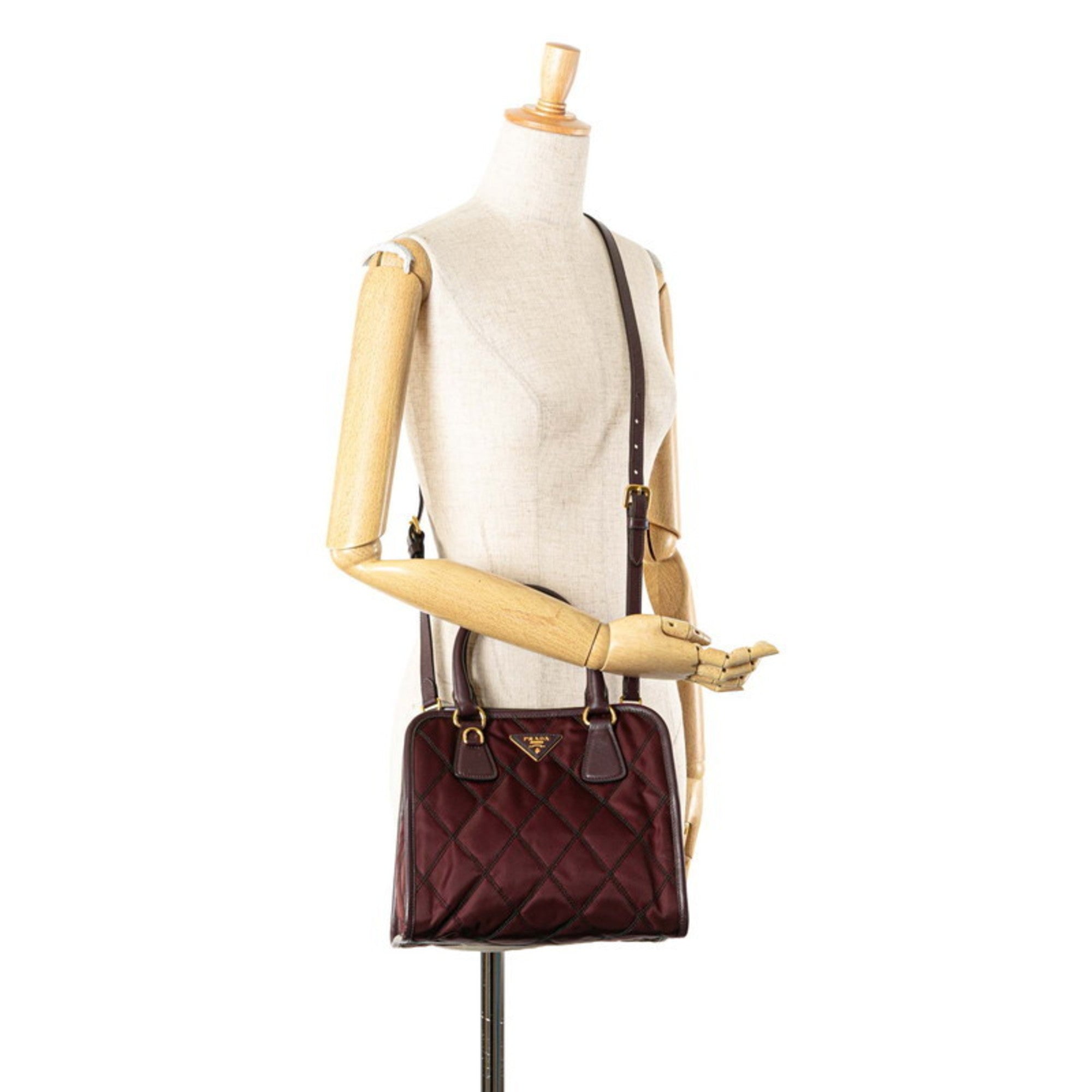 Prada Purple Nylon Leather Handbag Shoulder Bag