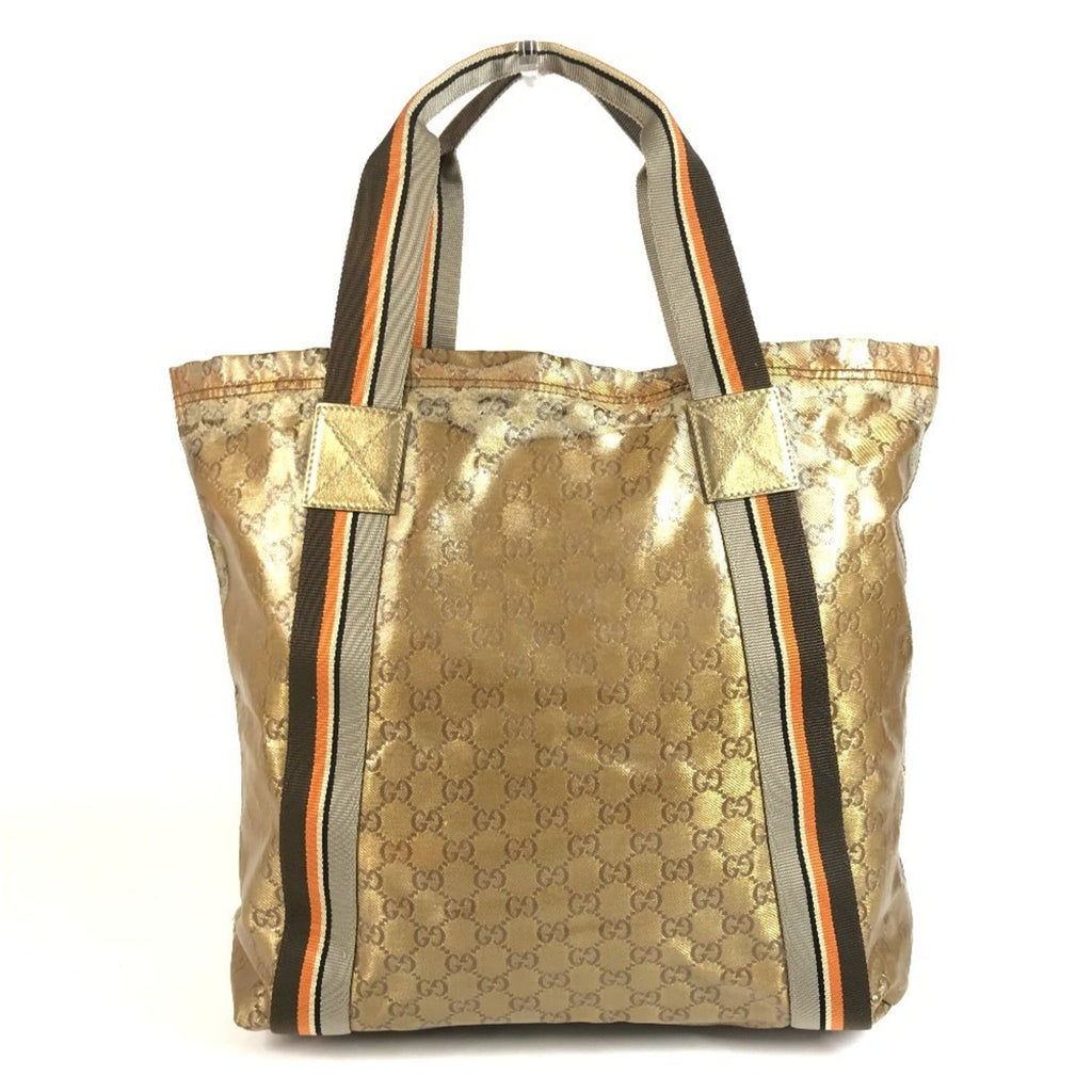 Gucci Gold Coated Canvas Shoulder Bag Tote Bag (Pre-Owned)