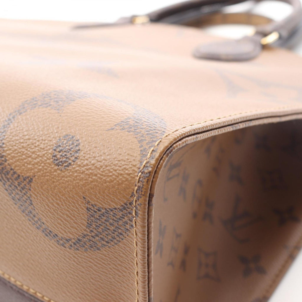 Louis Vuitton Beige Brown Coated Canvas Leather Tote Bag