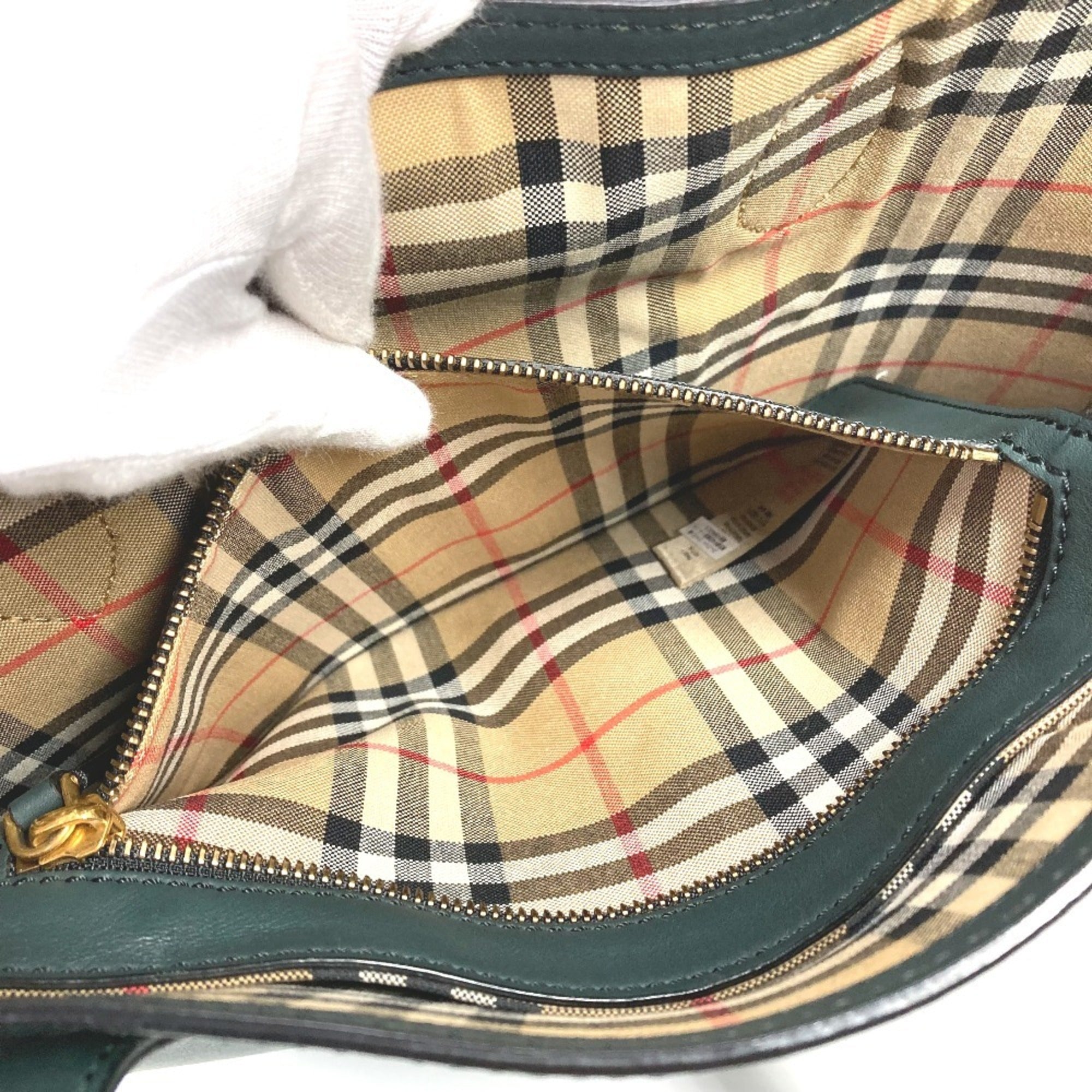 Burberry Blue Khaki Leather Shoulder Bag Tote Bag