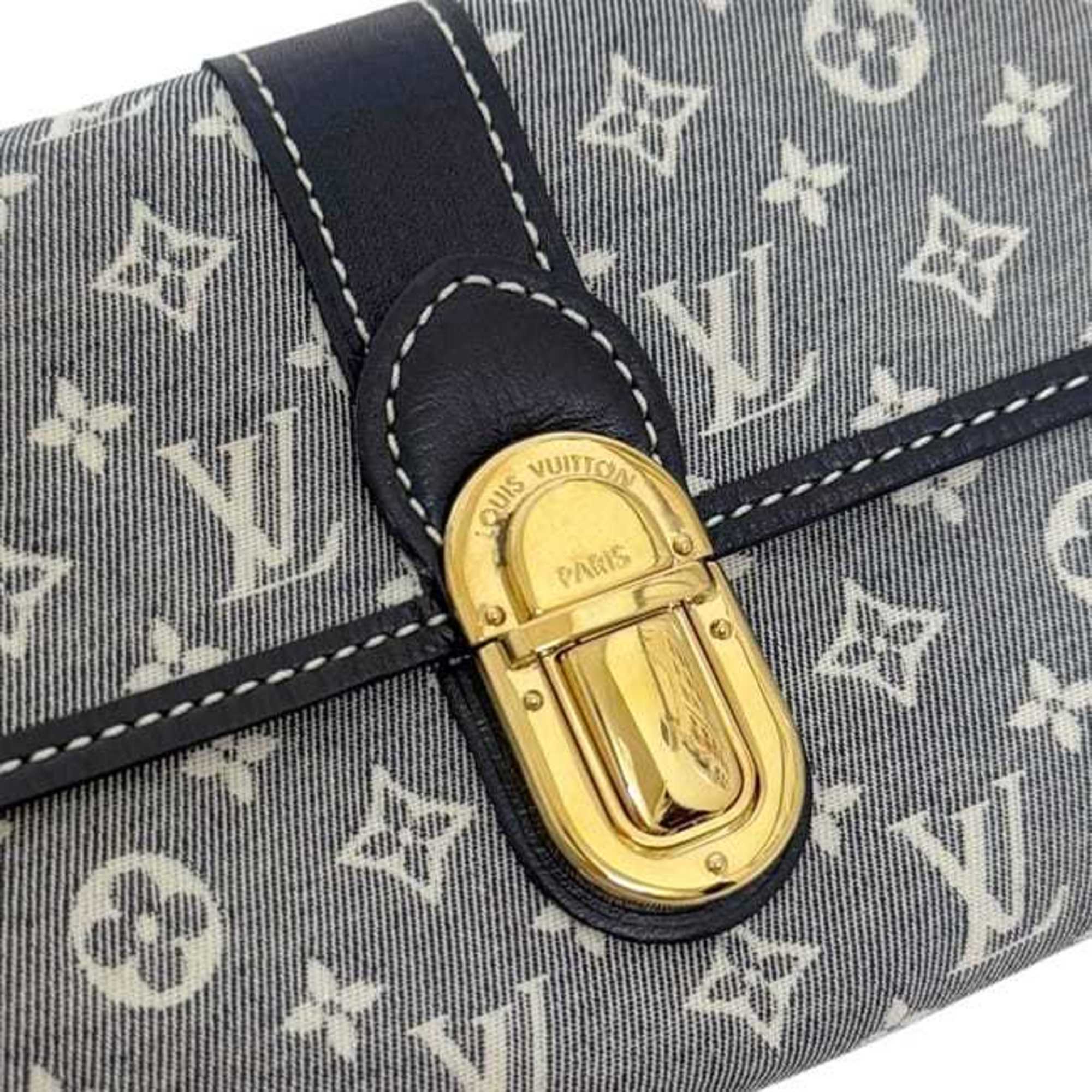 Louis Vuitton Gray Navy Canvas Leather Long Wallet