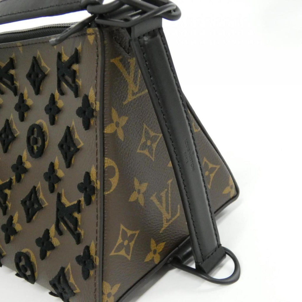 Louis Vuitton Black Brown Coated Canvas Shoulder Bag