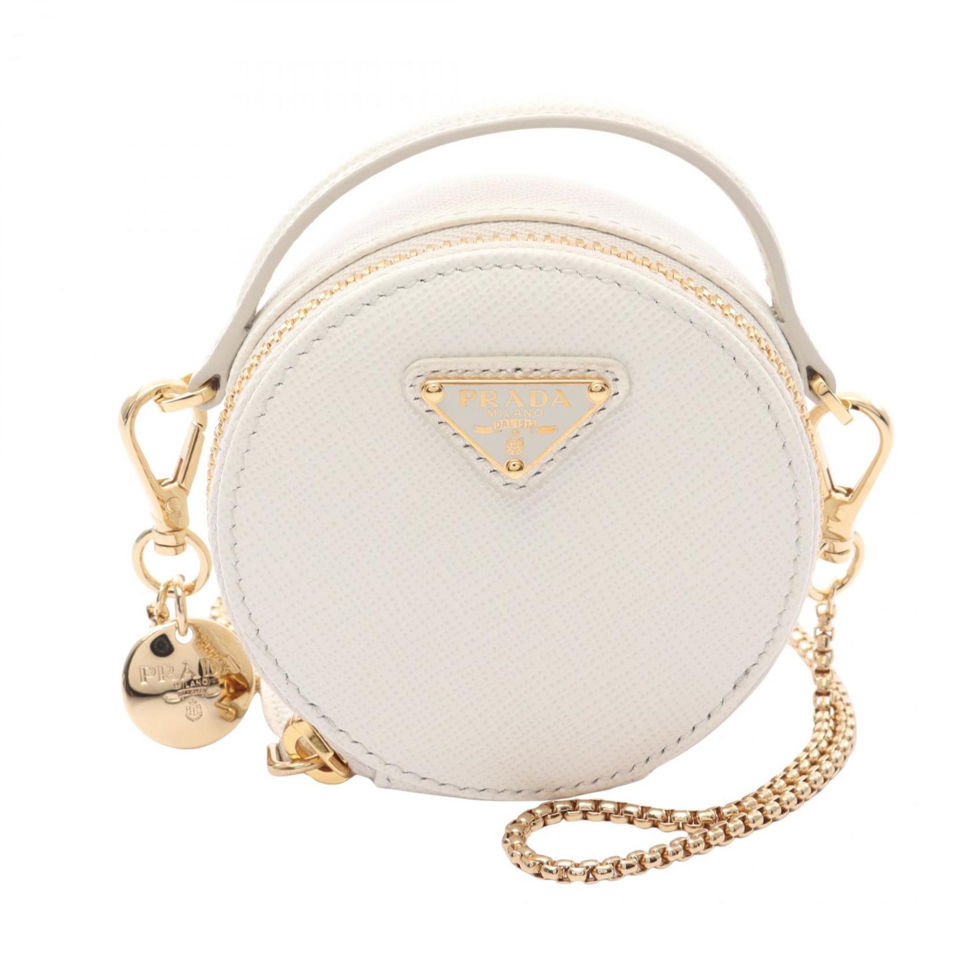 Prada Saffiano White Saffiano Triangle Pouch Shoulder Bag