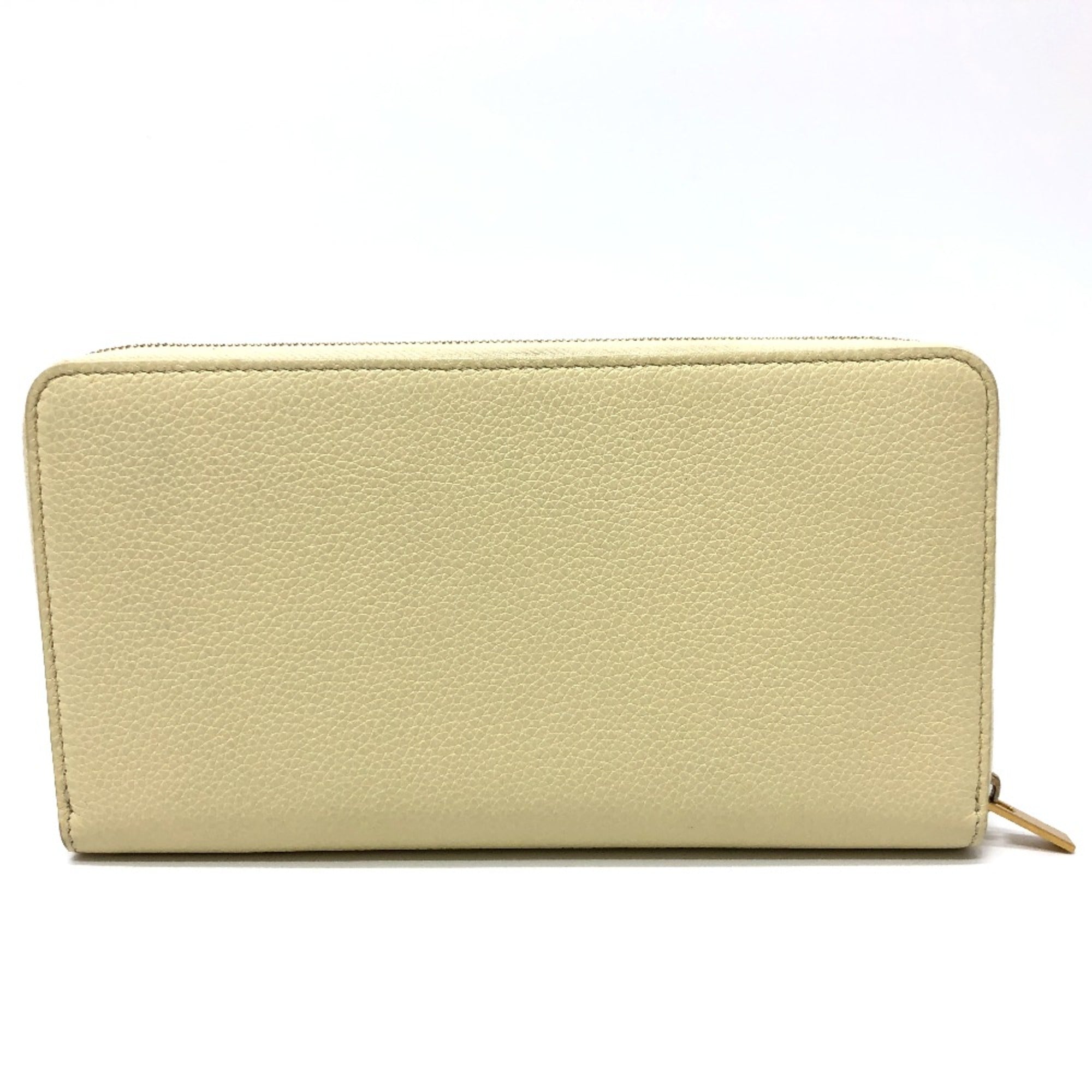 Celine Beige Leather Long Wallet (Bi-Fold)