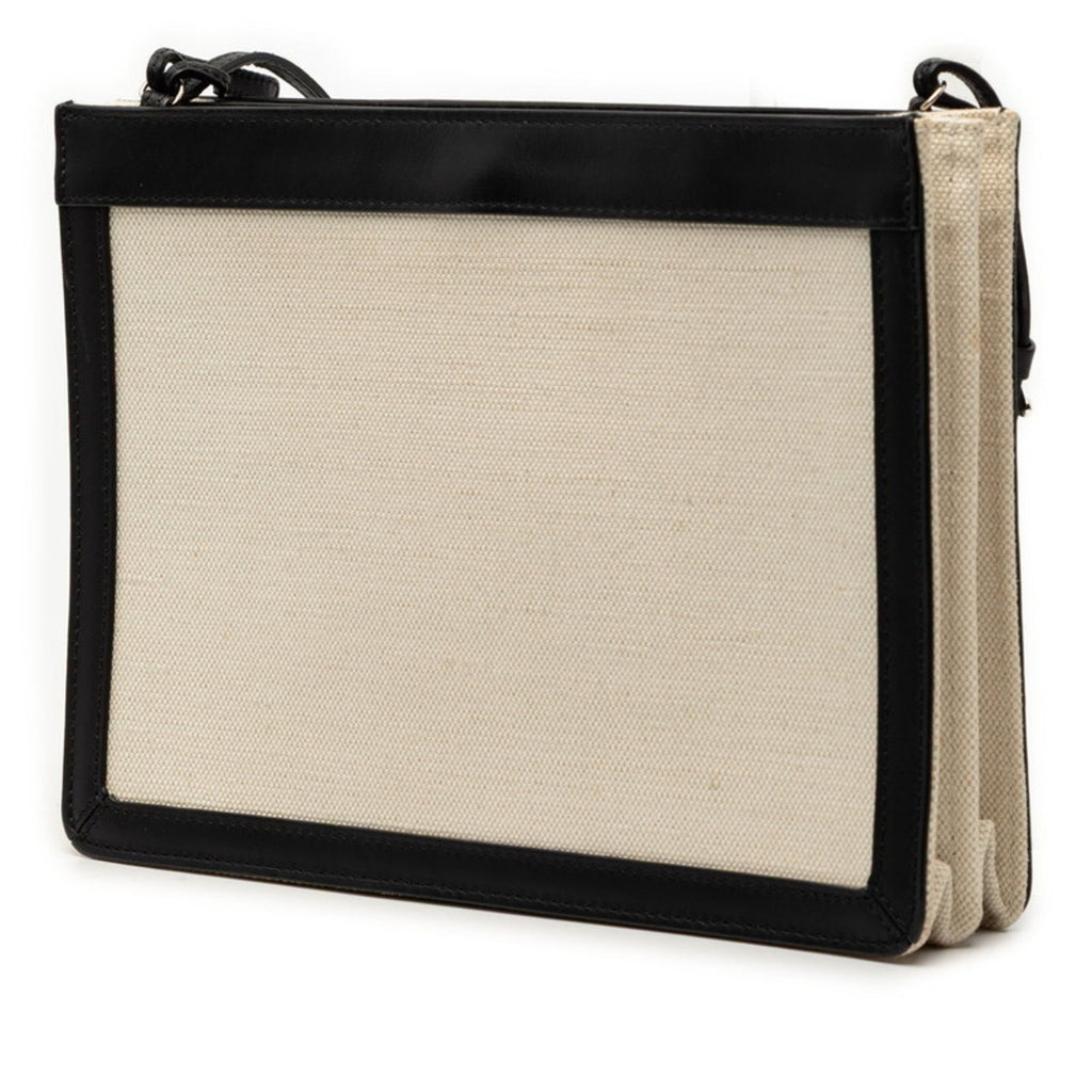 Balenciaga Black Ivory Canvas Leather Shoulder