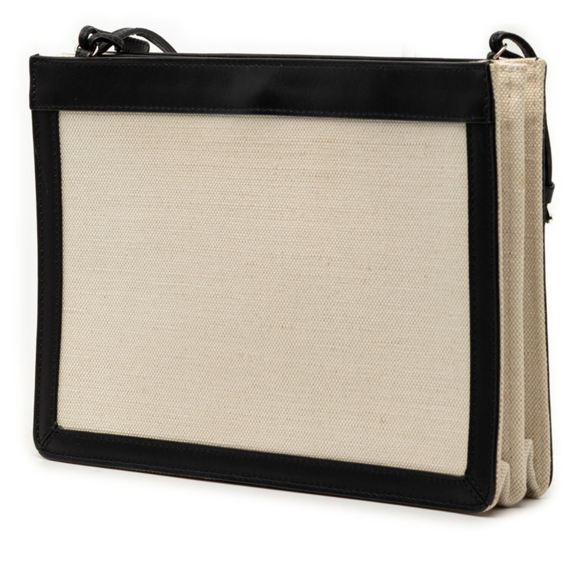 Balenciaga Black Ivory Canvas Leather Shoulder