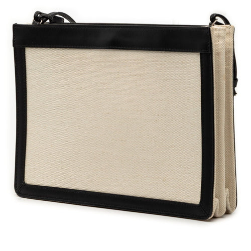 Balenciaga Black Ivory Canvas Leather Shoulder