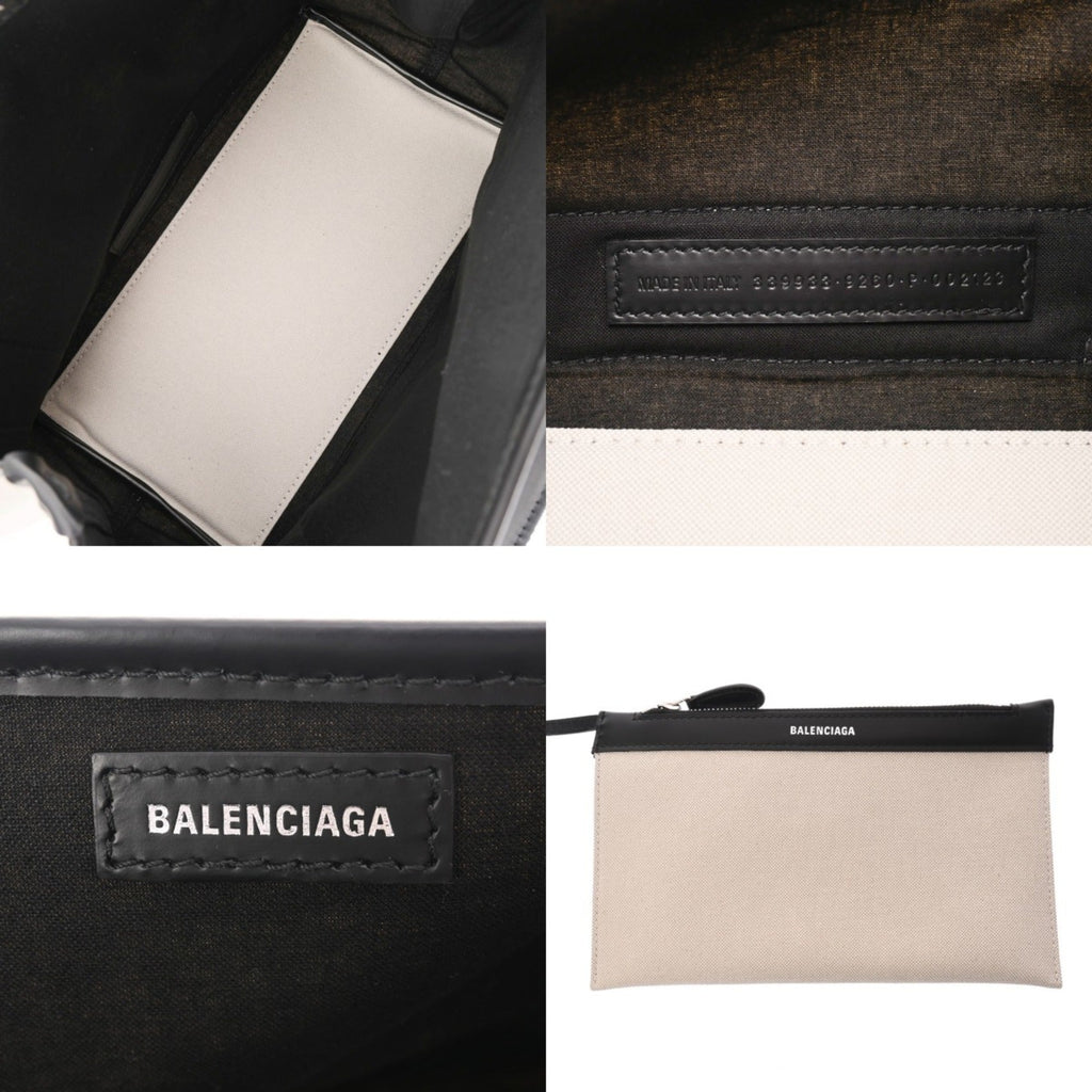 Balenciaga Black White Canvas Leather Hand