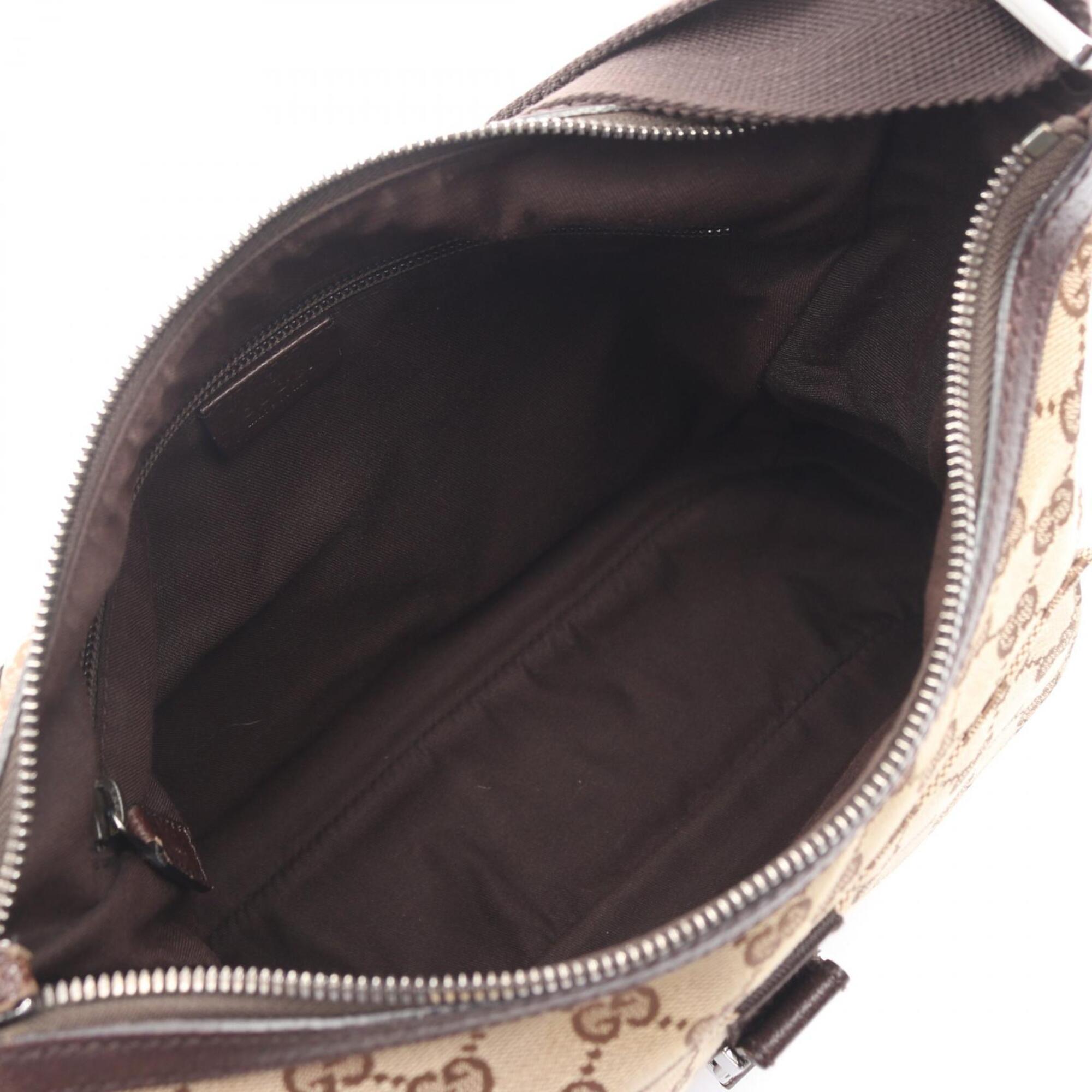 Gucci Beige Brown Canvas Leather Handbag Shoulder Bag (Pre-Owned)