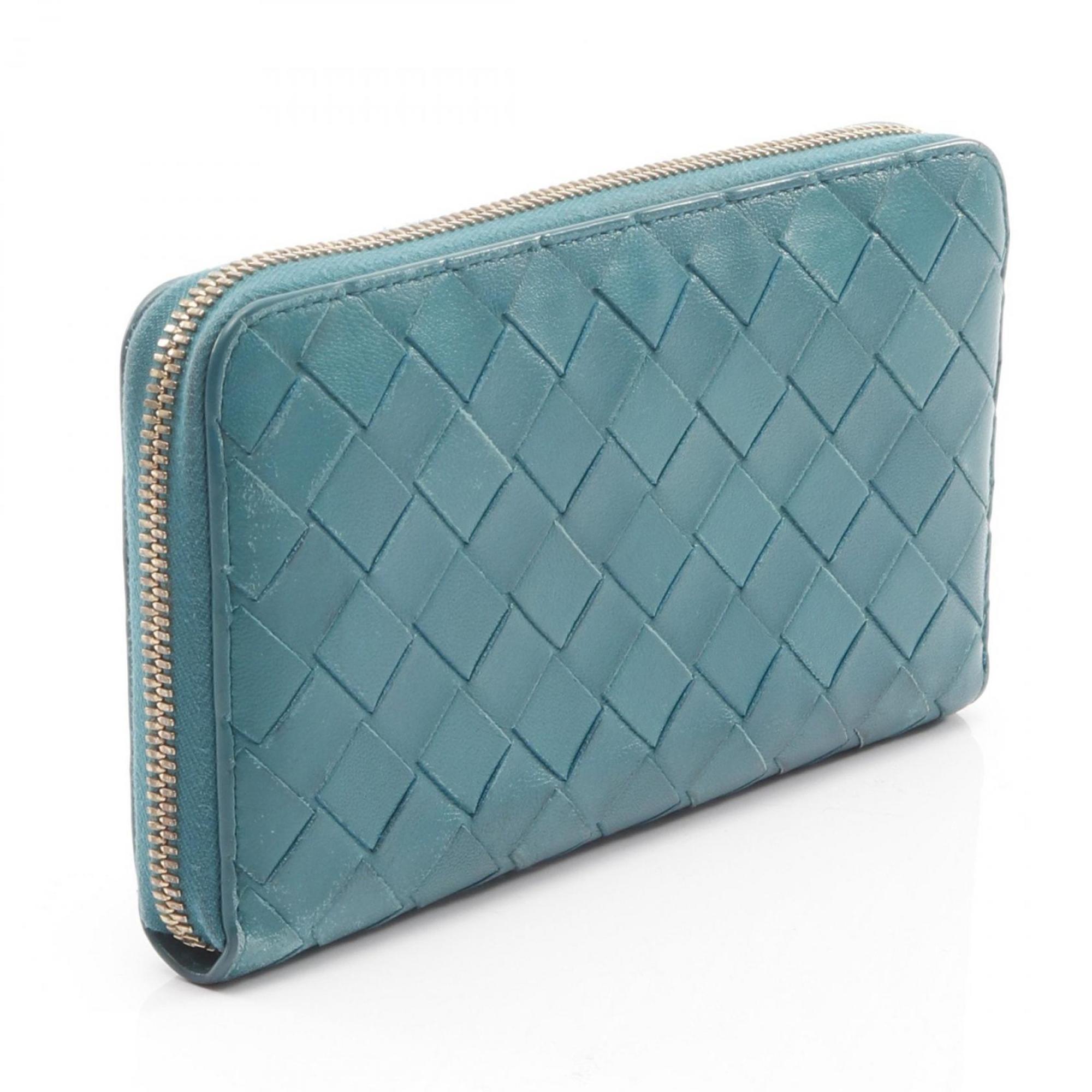 Bottega Veneta Green Leather Long Wallet (Bi-Fold)