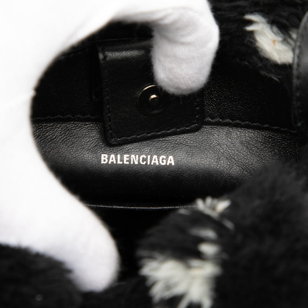 Balenciaga Black Faux Fur Handbag Shoulder
