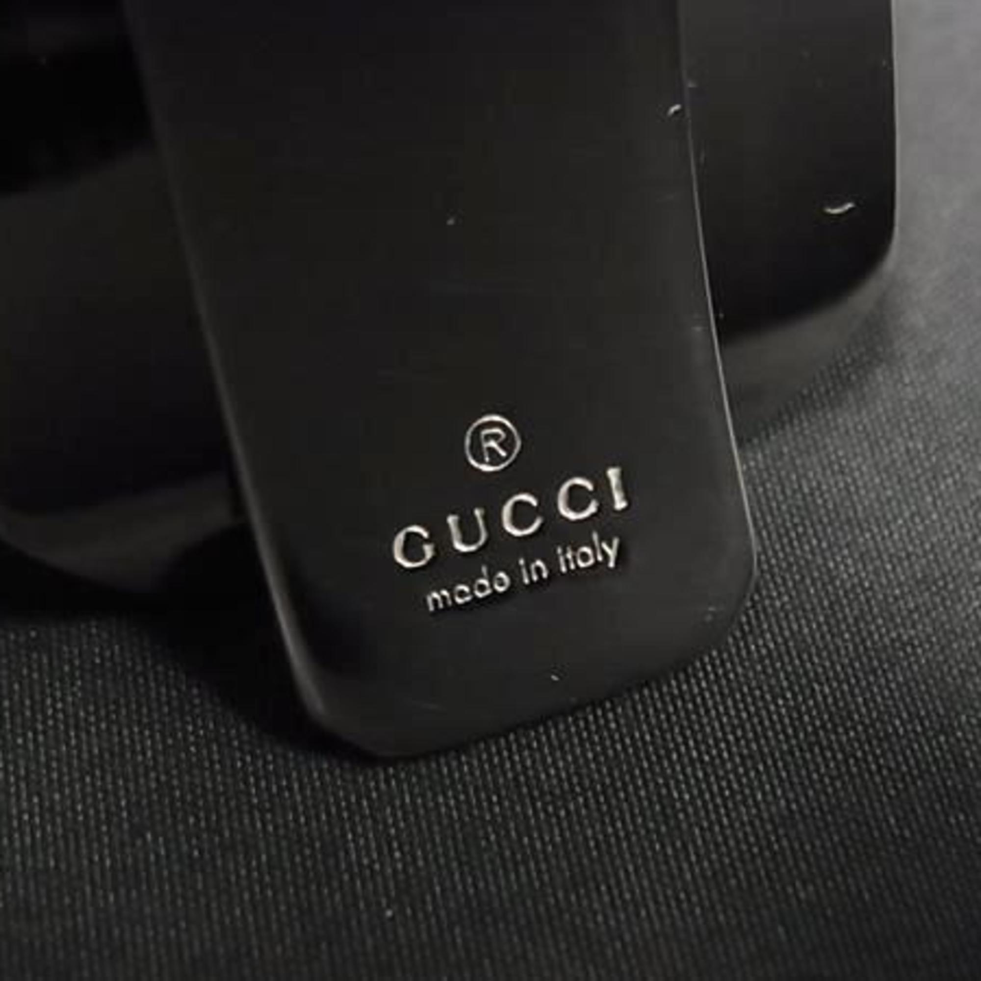 Gucci Silver Brown Leather Metal Money Clip (Pre-Owned)