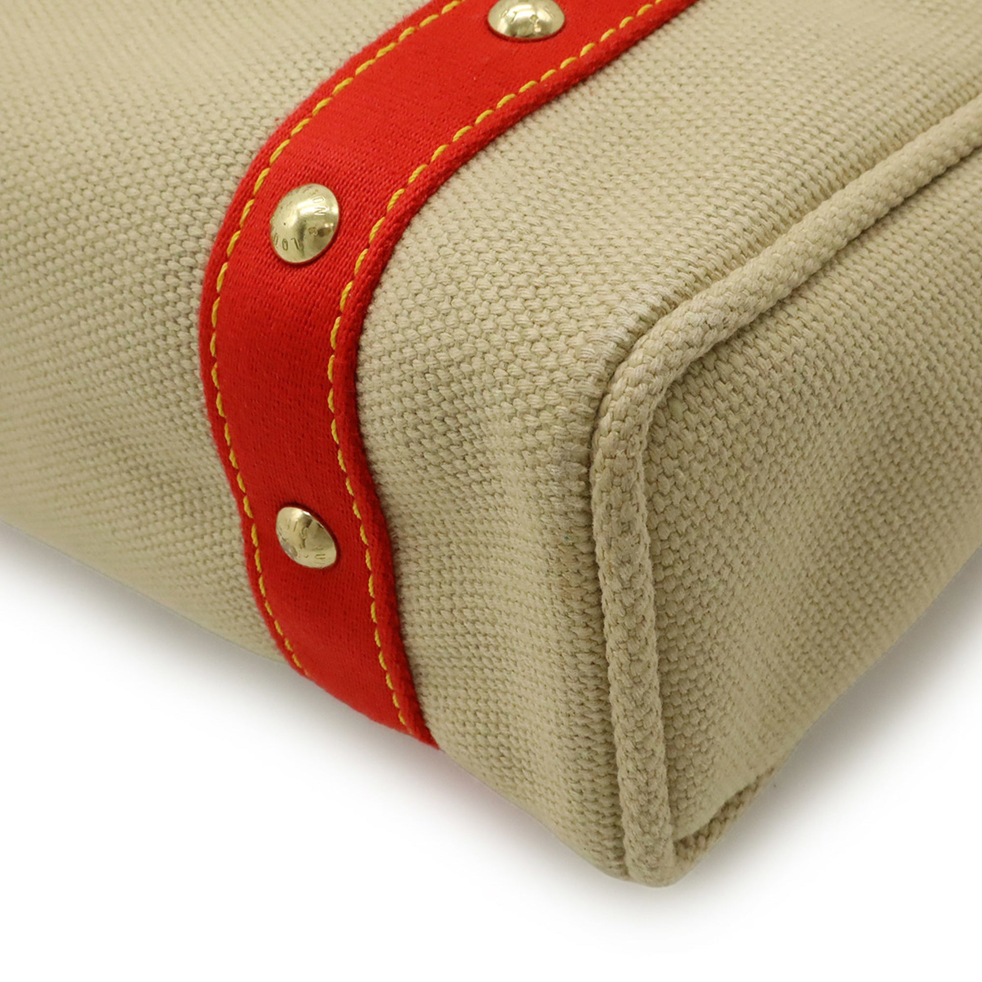 Louis Vuitton Beige Red Color Canvas Shoulder Bag Tote Bag