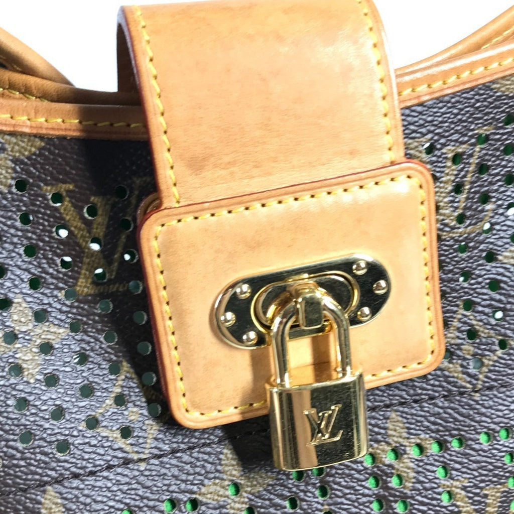 Louis Vuitton Brown Green Monogram Perforated Shoulder Bag