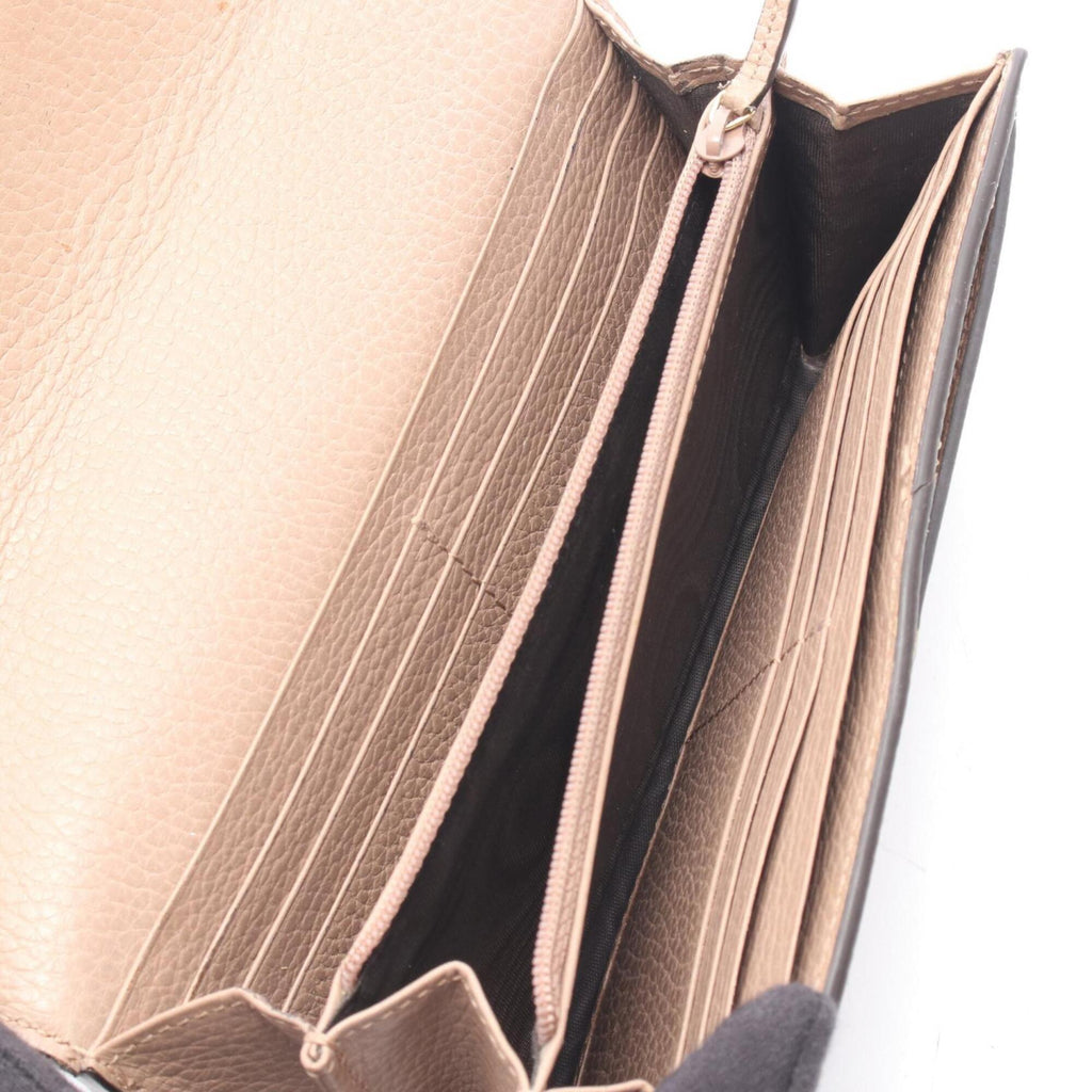 Gucci Beige Brown Pink Leather Pvc Long Wallet (Bi-Fold) (Pre-Owned)