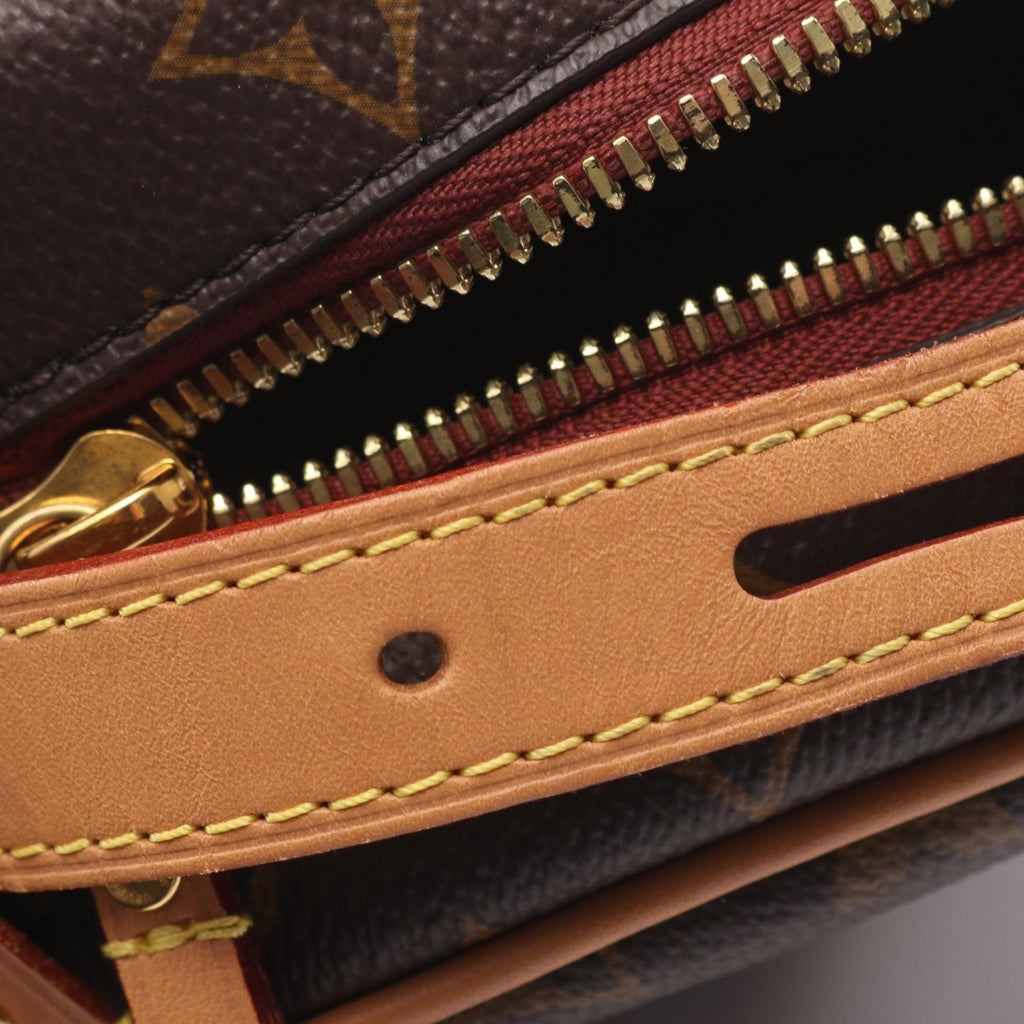 Louis Vuitton Brown Coated Canvas Leather Shoulder Bag