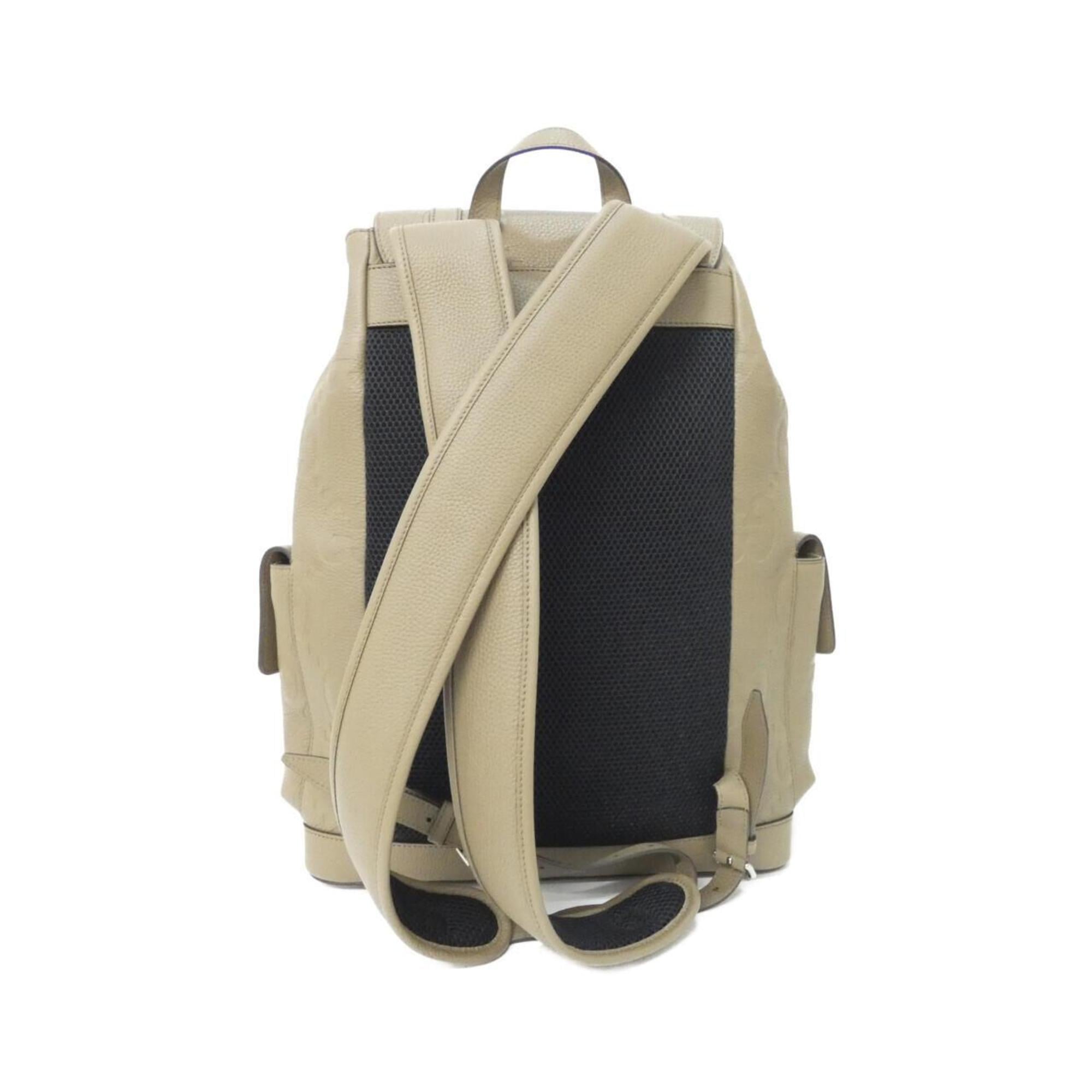 Gucci Beige Brown Brown Gg Leather Backpack (Pre-Owned)