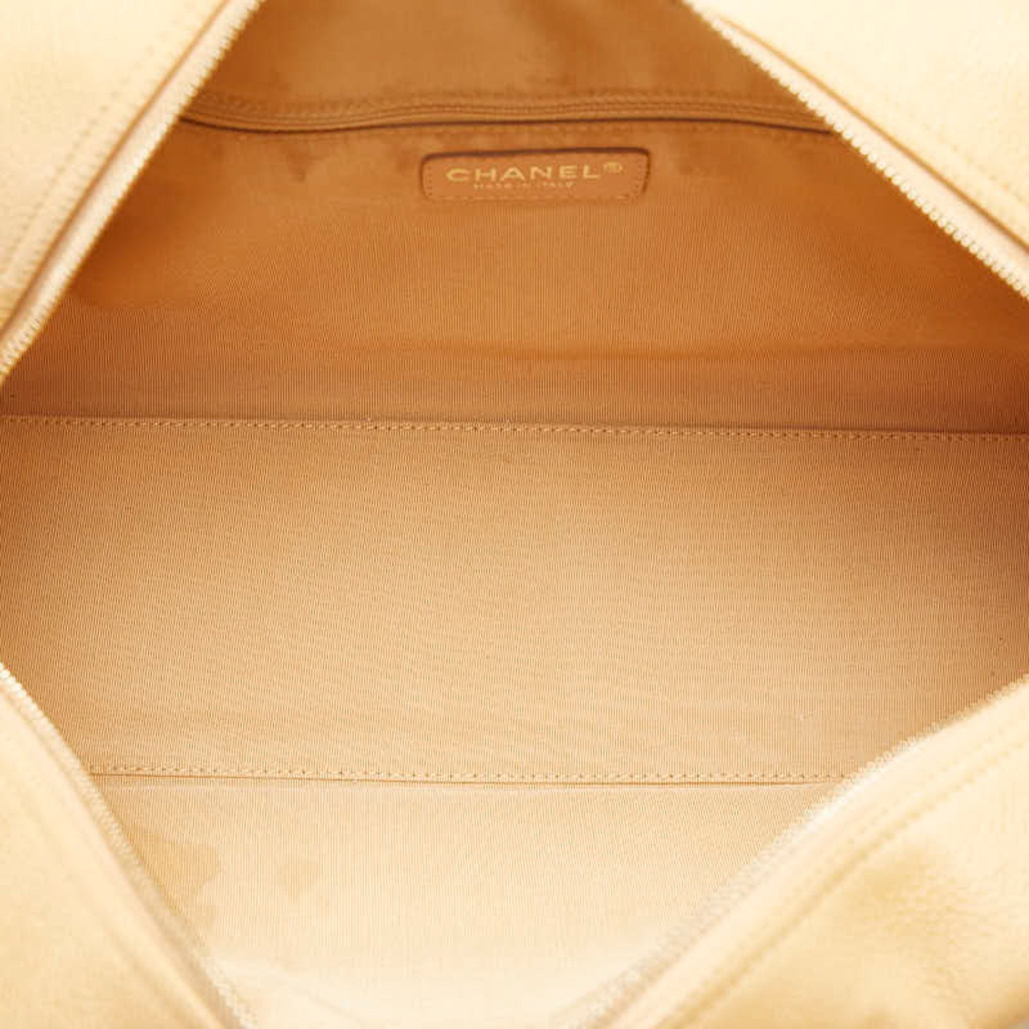 Chanel Beige Caviar Leather Handbag