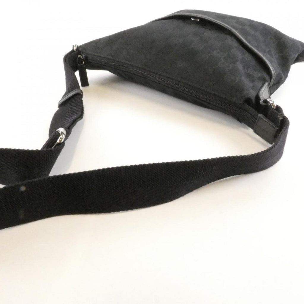 Gucci Gg Canvas Black Gg Canvas Leather Shoulder Bag (Pre-Owned)
